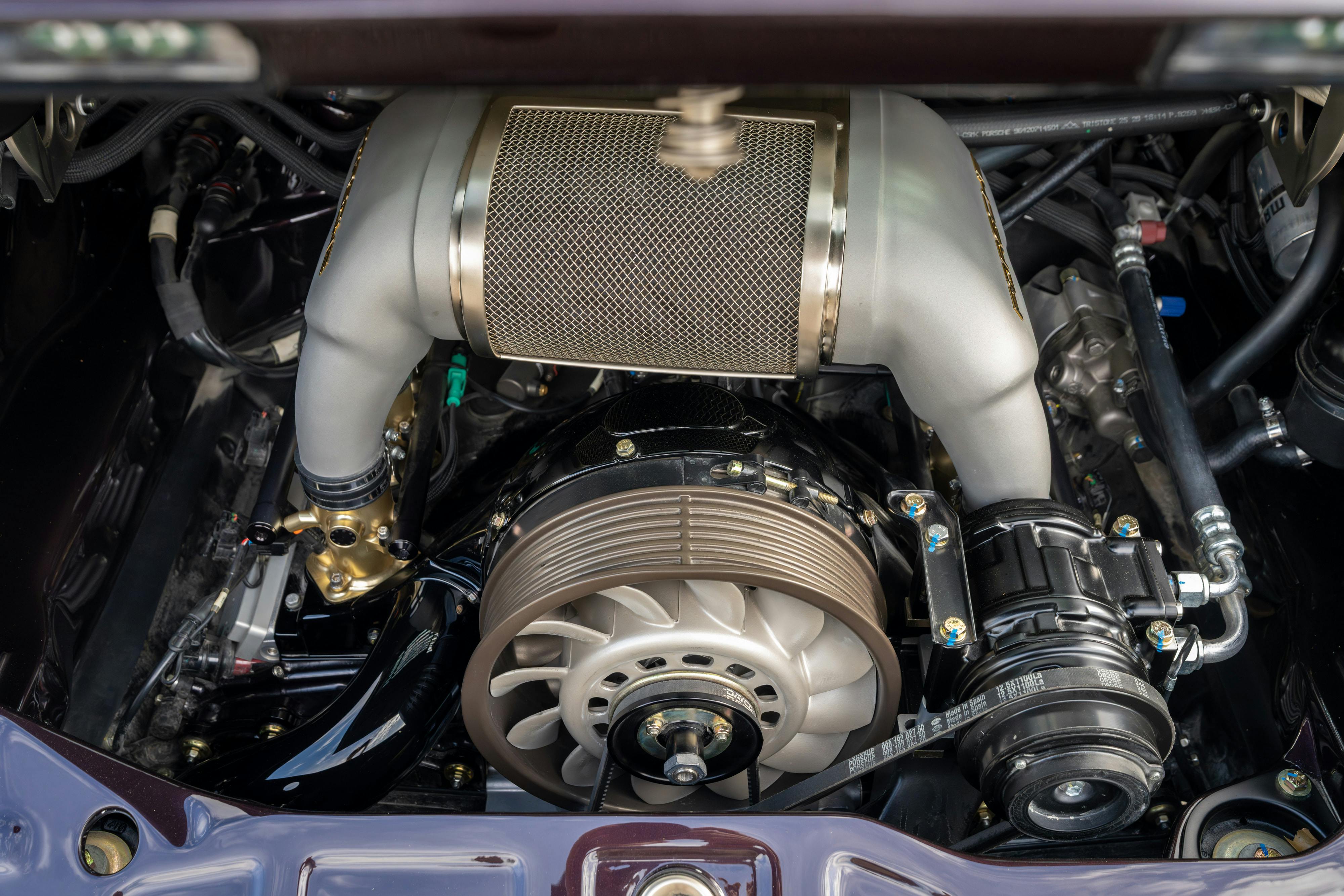1990 Singer Porsche 911 Carrera 2 "Austin" commission in Aubergine Metallic shot in Austin, TX for a Bring a Trailer auction.