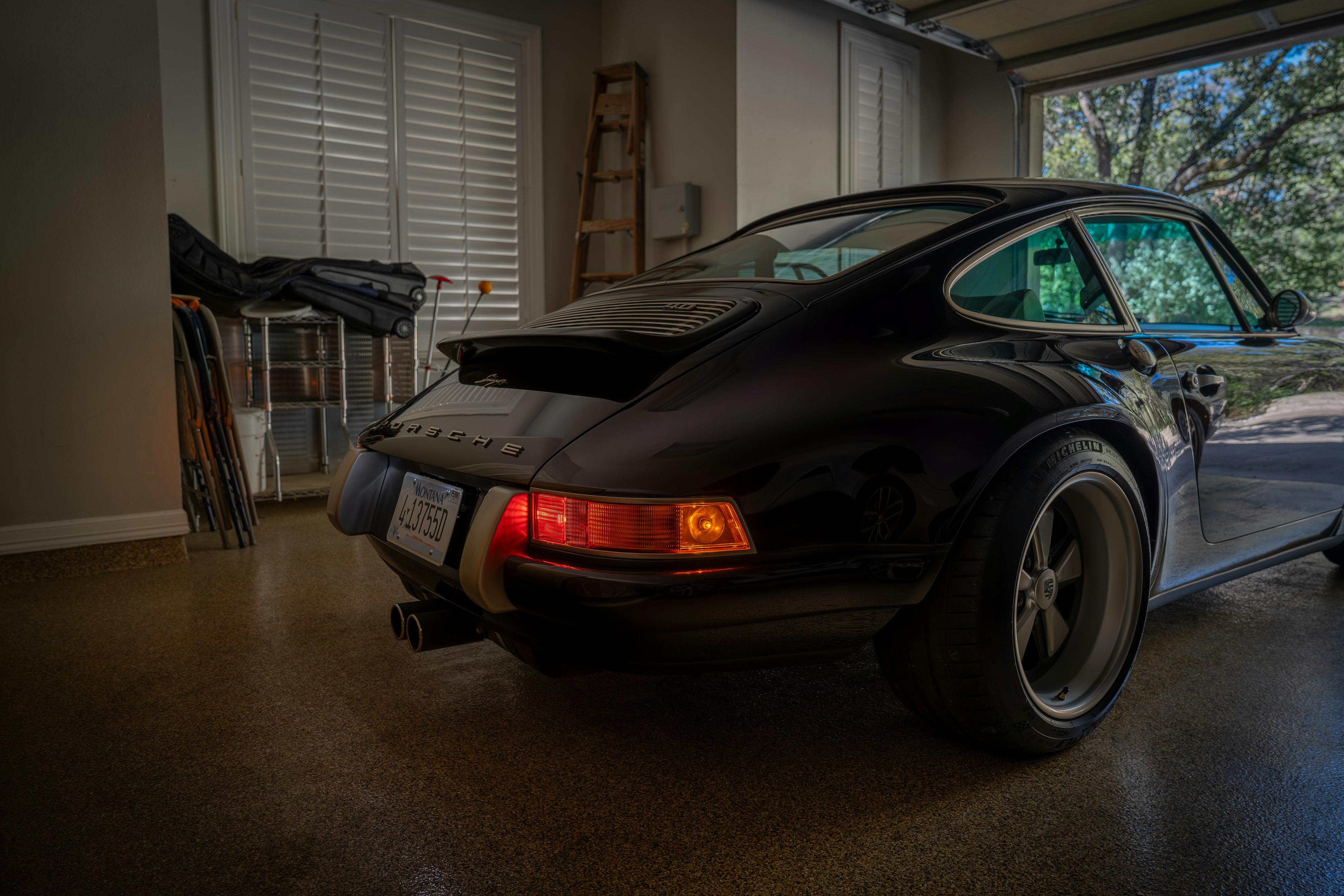 1990 Singer Porsche 911 Carrera 2 "Austin" commission in Aubergine Metallic shot in Austin, TX for a Bring a Trailer auction.