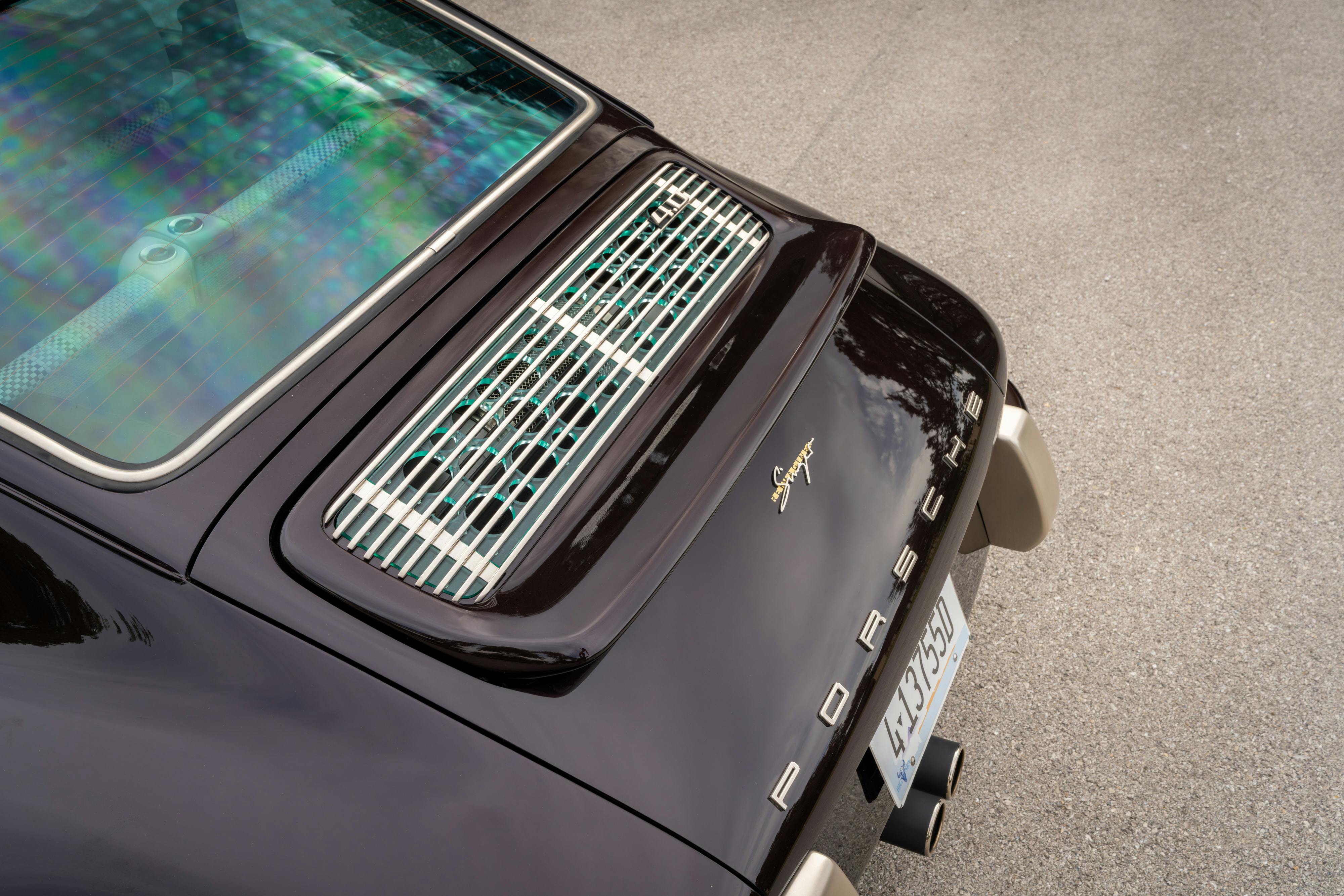 1990 Singer Porsche 911 Carrera 2 "Austin" commission in Aubergine Metallic shot in Austin, TX for a Bring a Trailer auction.