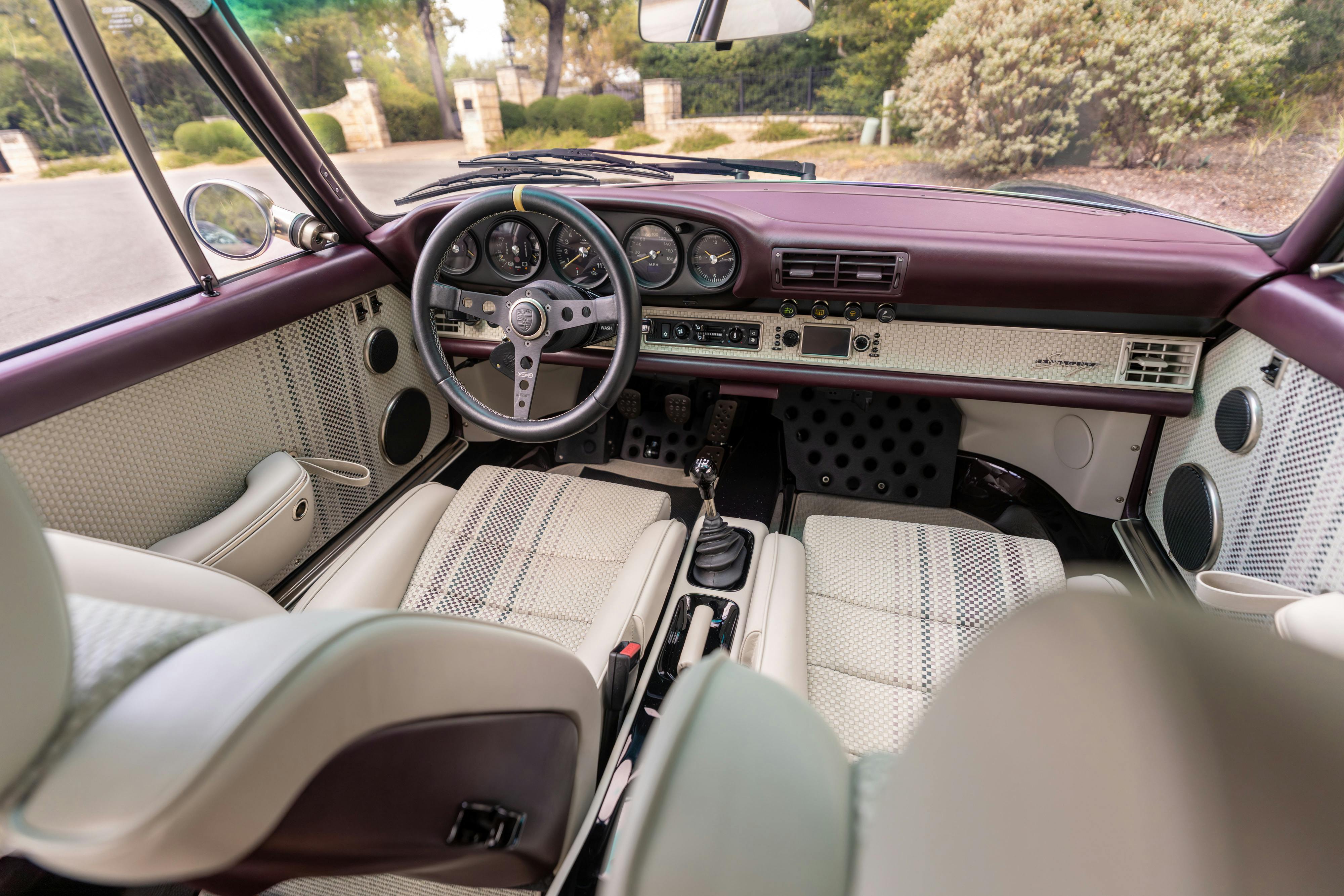 1990 Singer Porsche 911 Carrera 2 "Austin" commission in Aubergine Metallic shot in Austin, TX for a Bring a Trailer auction.