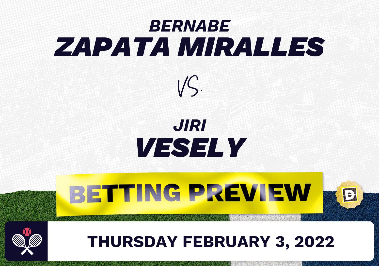 Bernabe Zapata Miralles vs. Jiri Vesely Predictions - Feb 3, 2022