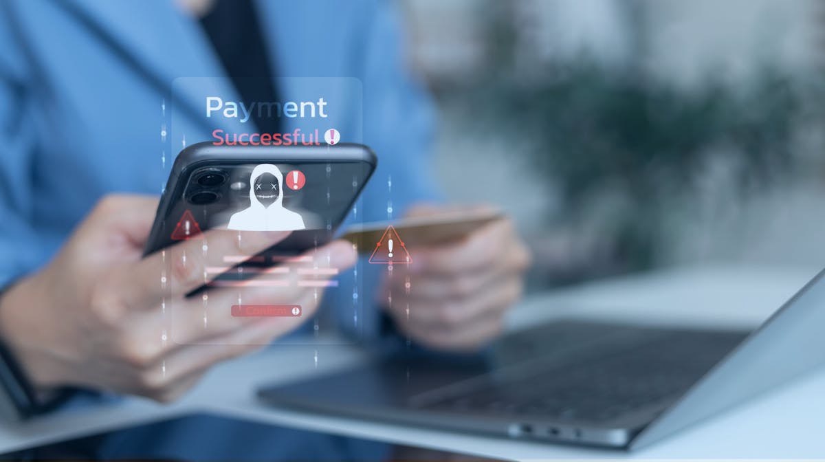 Smartphone displaying a fake payment confirmation screen, illustrating a common OfferUp payment scam