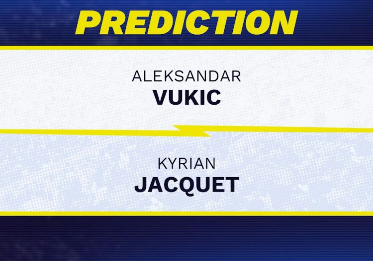 Aleksandar Vukic takes on Kyrian Jacquet in ATP Hangzhou action.