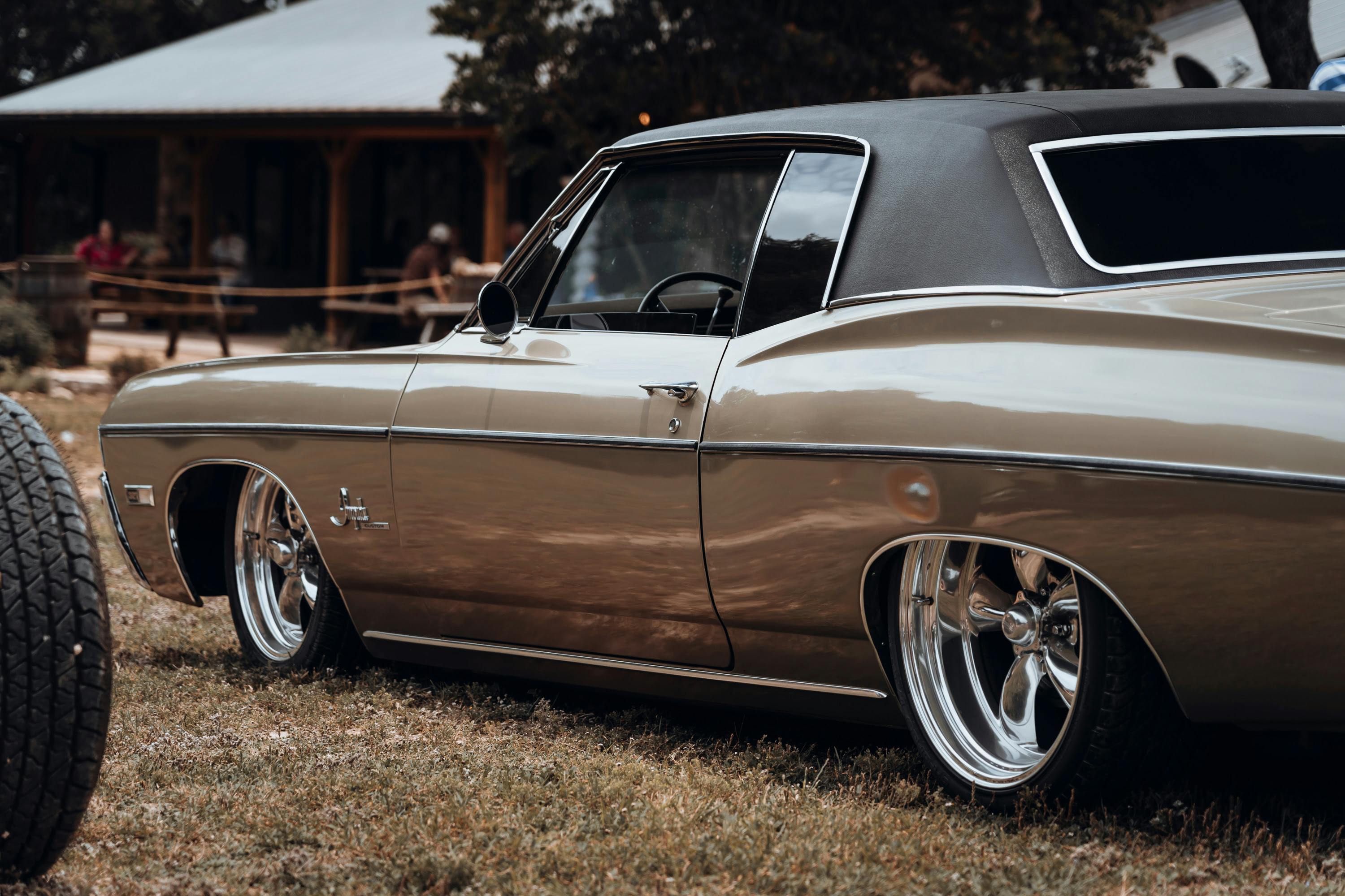 Another angle of the gold Chevy.