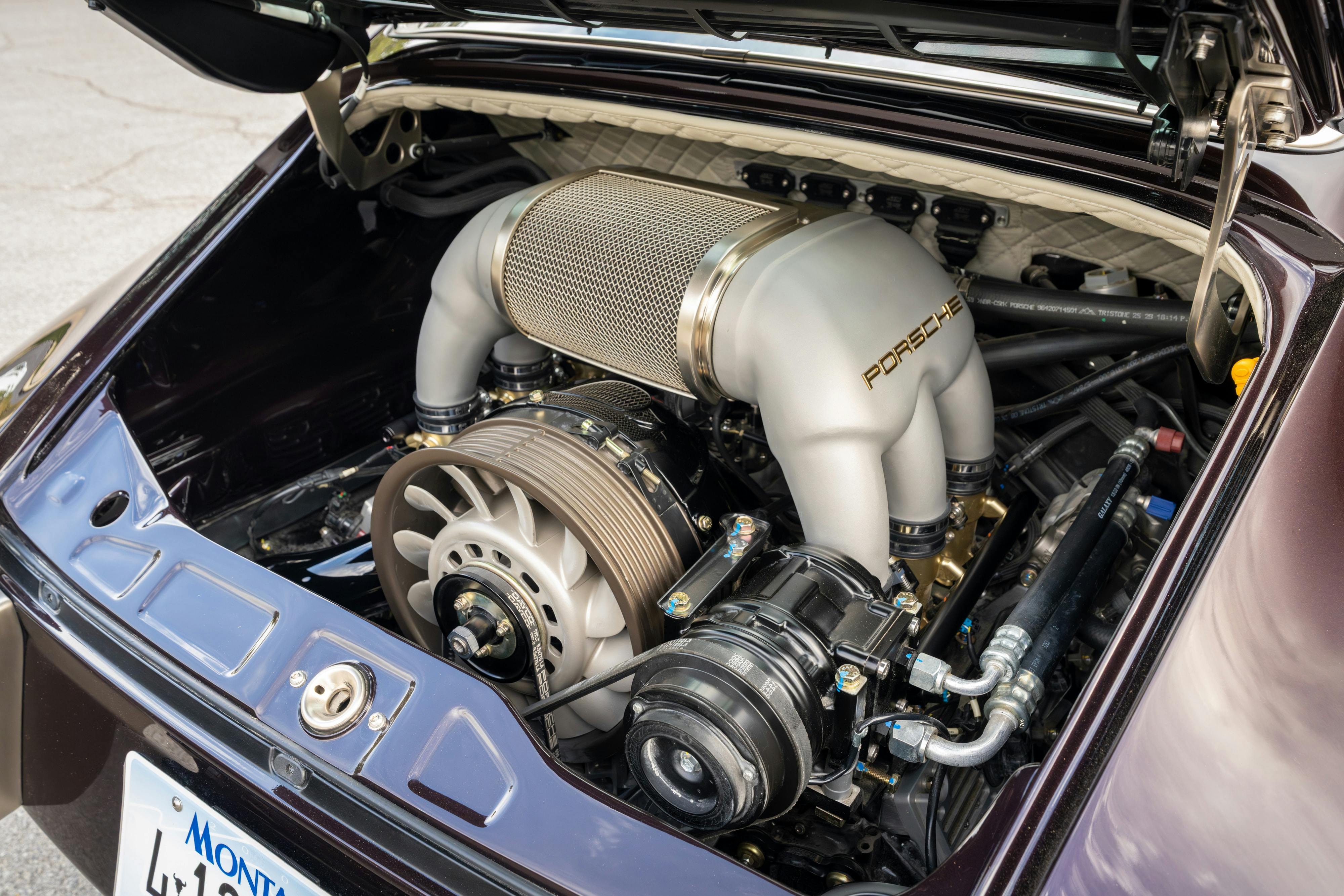 1990 Singer Porsche 911 Carrera 2 "Austin" commission in Aubergine Metallic shot in Austin, TX for a Bring a Trailer auction.