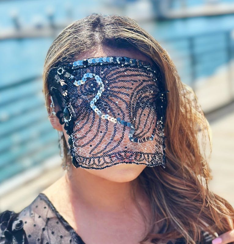 Sheer Lace blindfold with butterflies