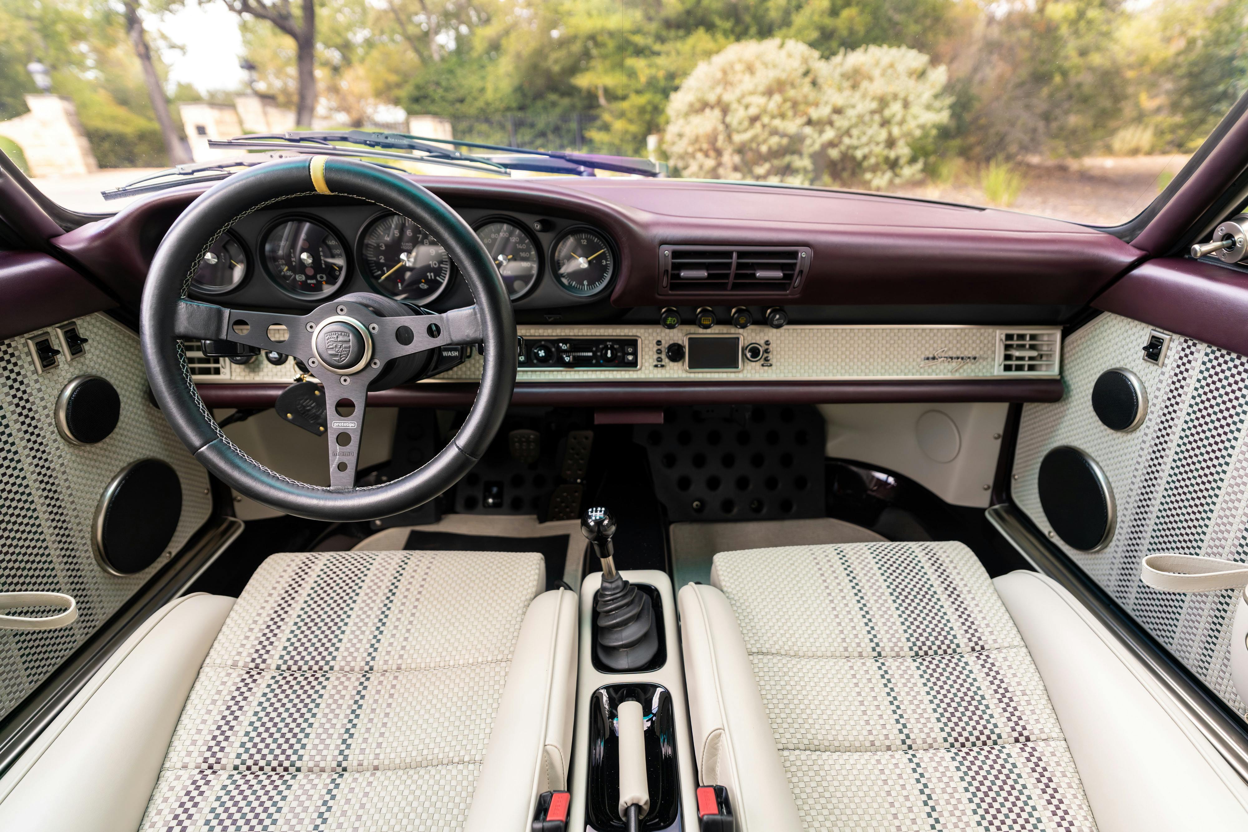 1990 Singer Porsche 911 Carrera 2 "Austin" commission in Aubergine Metallic shot in Austin, TX for a Bring a Trailer auction.