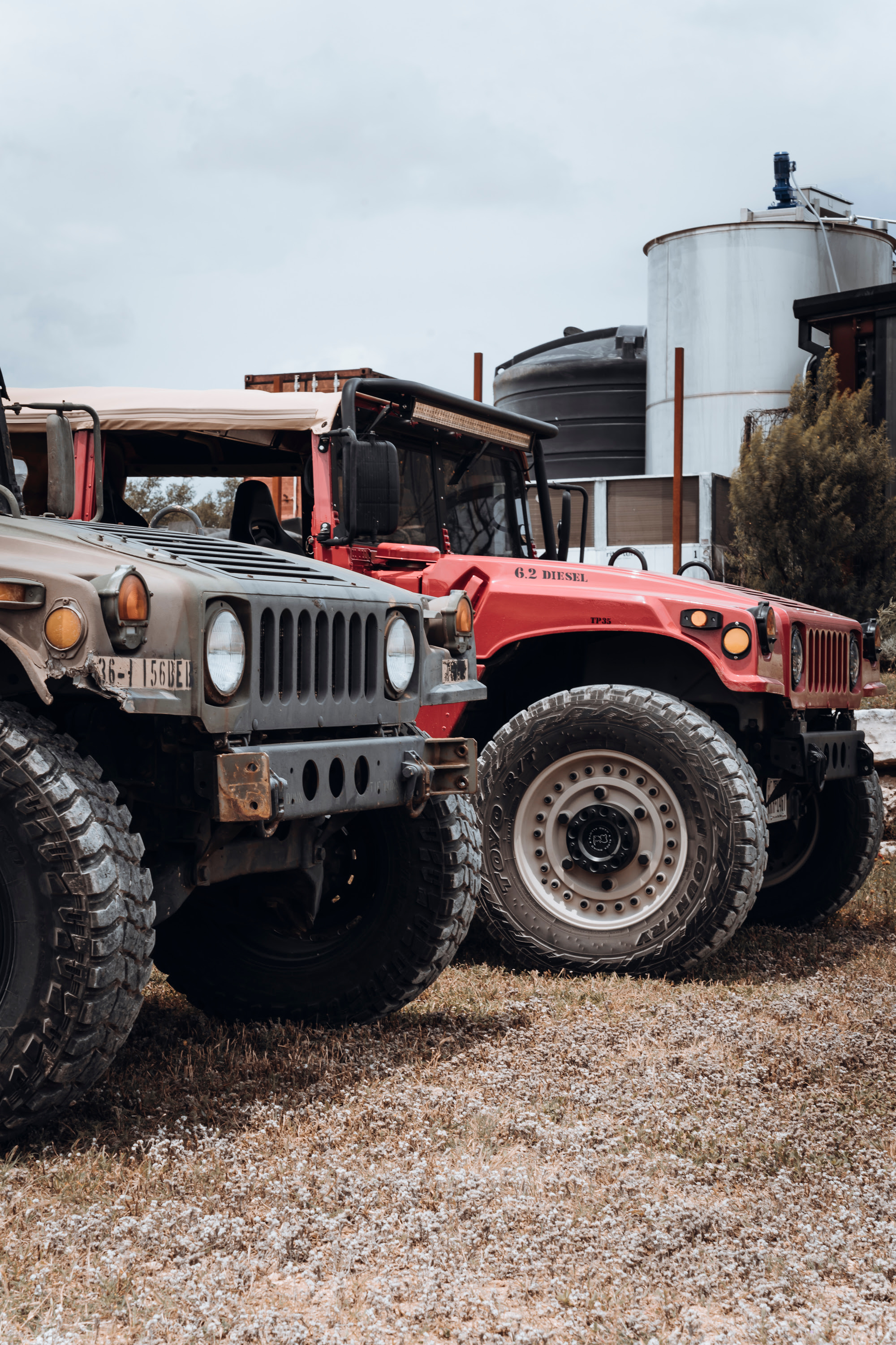 Two Hummer H1's at Treaty Oak.