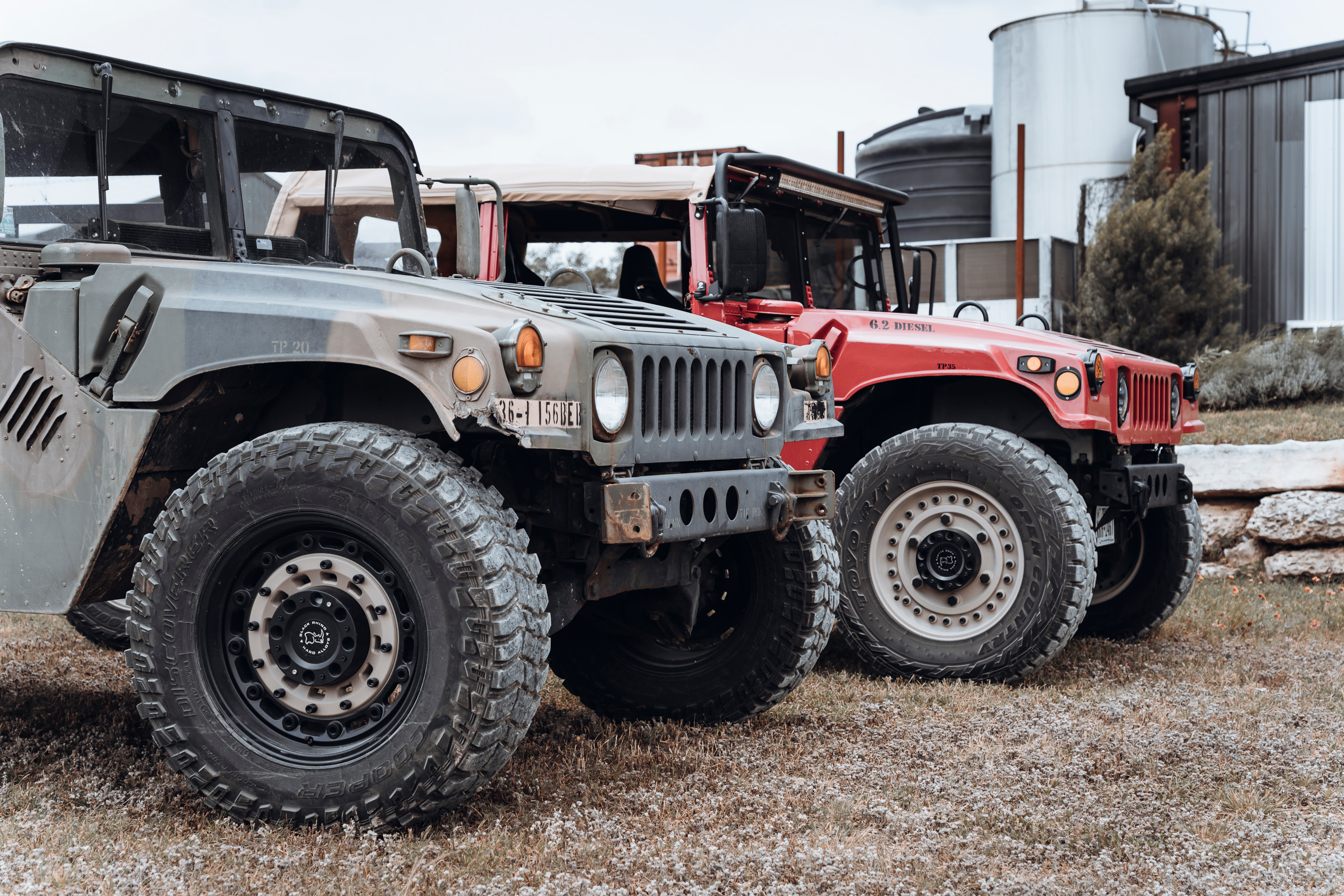 Two Hummer H1's at Treaty Oak.