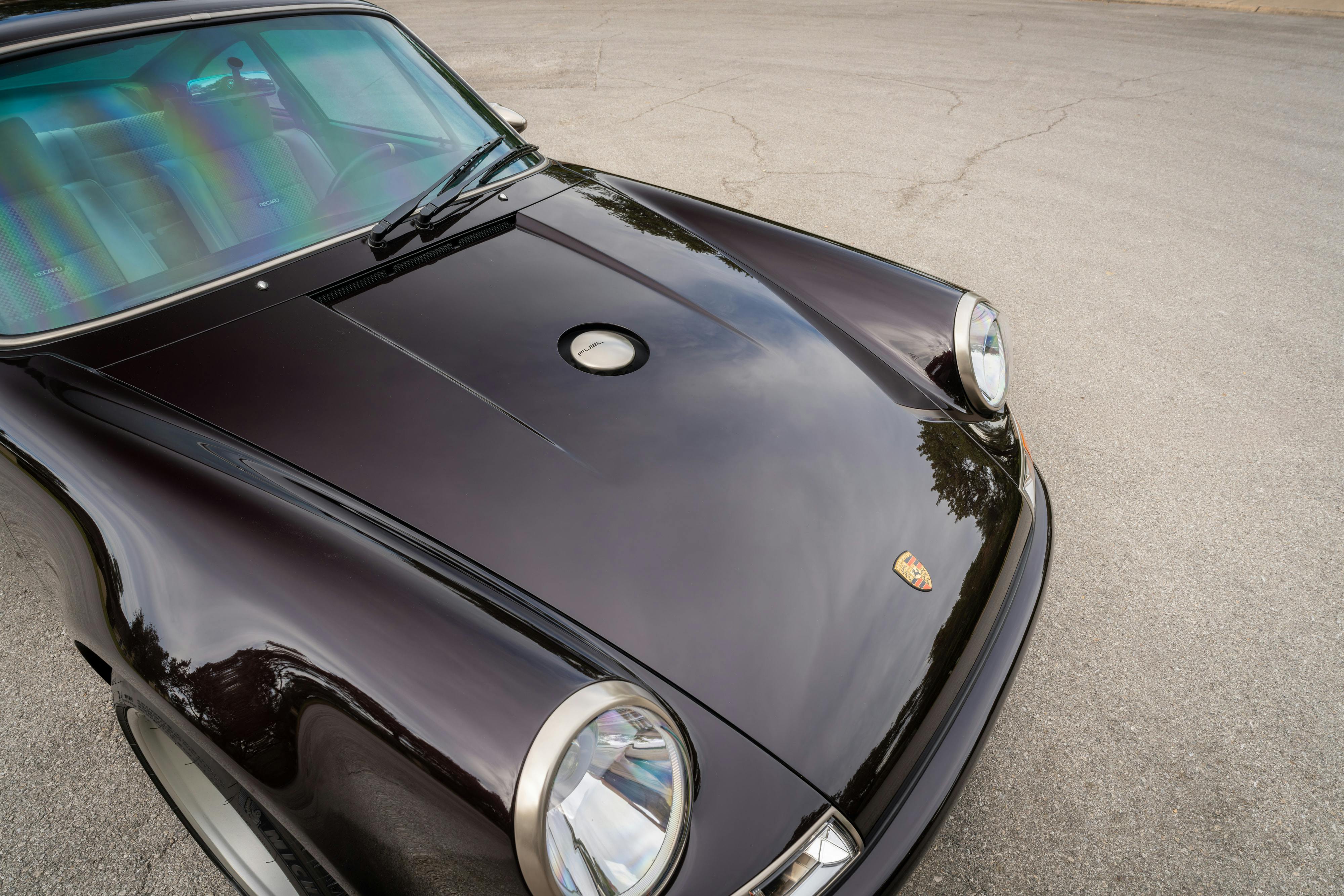 1990 Singer Porsche 911 Carrera 2 "Austin" commission in Aubergine Metallic shot in Austin, TX for a Bring a Trailer auction.