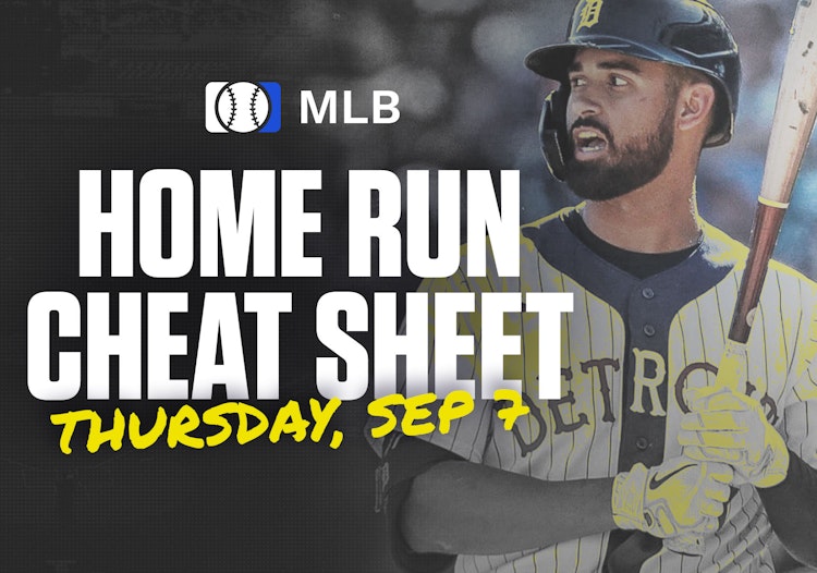 Home Run Cheat Sheet - HR Data, Stats, Matchups and More - Thursday, September 7