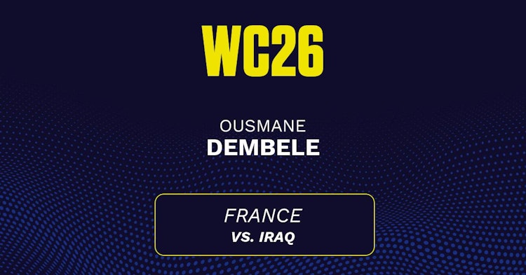 Ousmane Dembele projected stats for Monday, June 22, 2026.