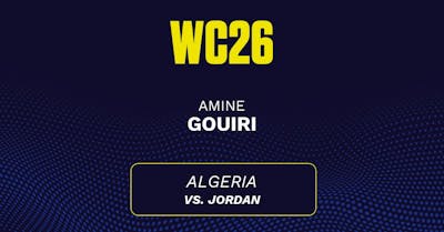 Amine Gouiri's predicted stats vs. Jordan, including anytime goal projection