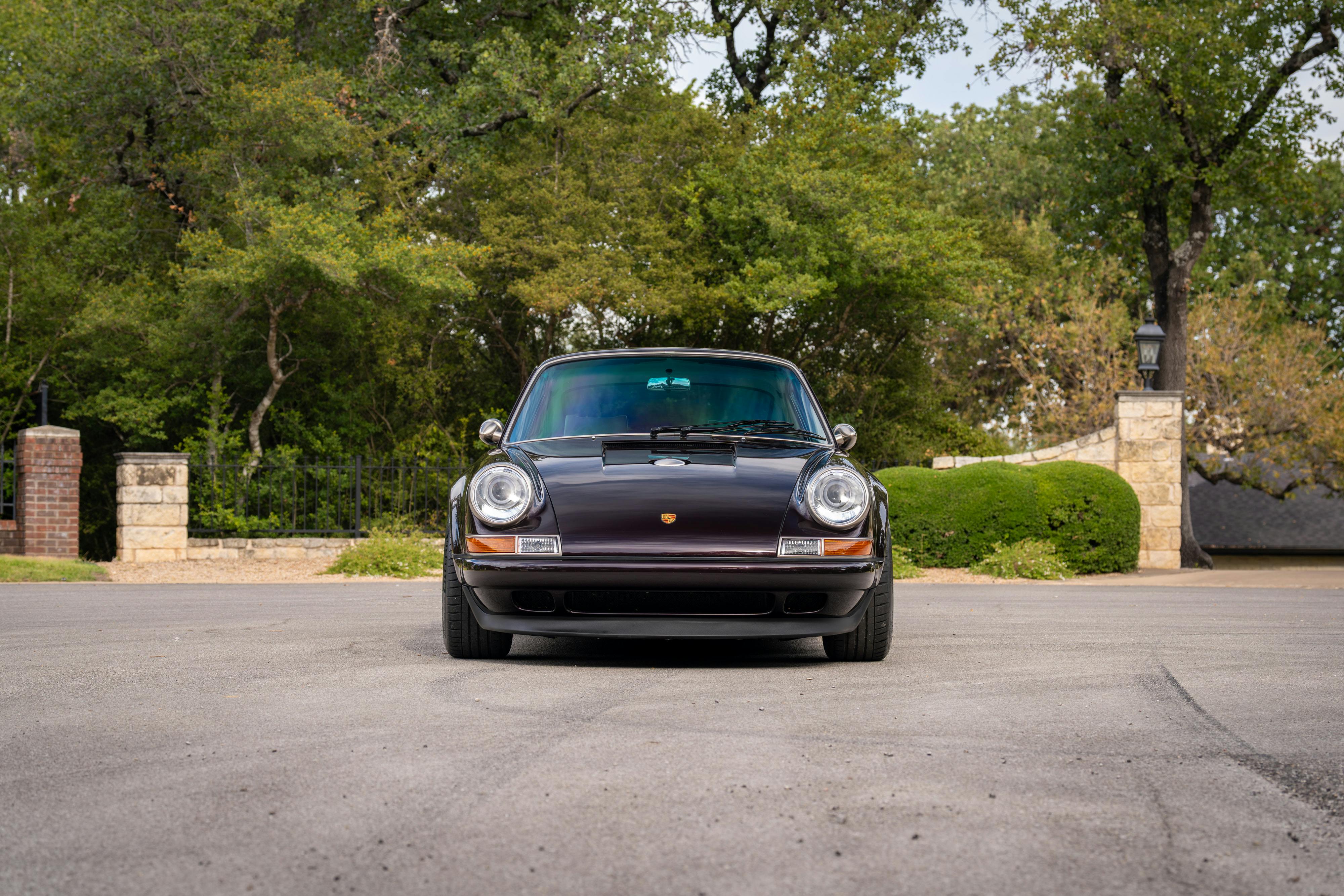 1990 Singer Porsche 911 Carrera 2 "Austin" commission in Aubergine Metallic shot in Austin, TX for a Bring a Trailer auction.
