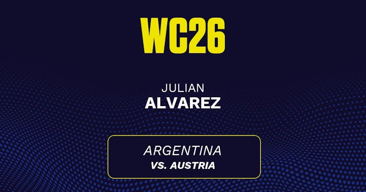 Julian Alvarez projected stats for Monday, June 22, 2026.