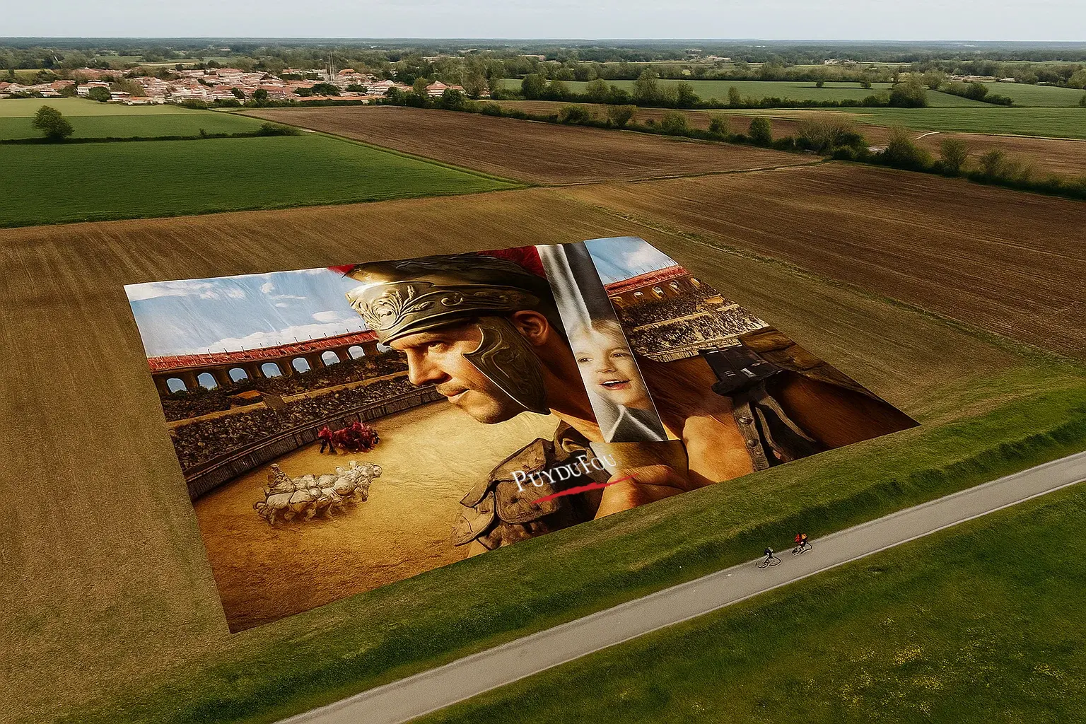 Réalisation 123IMPRIM : une bâche géante / banderole XXL de sponsoring pour le Puy du Fou