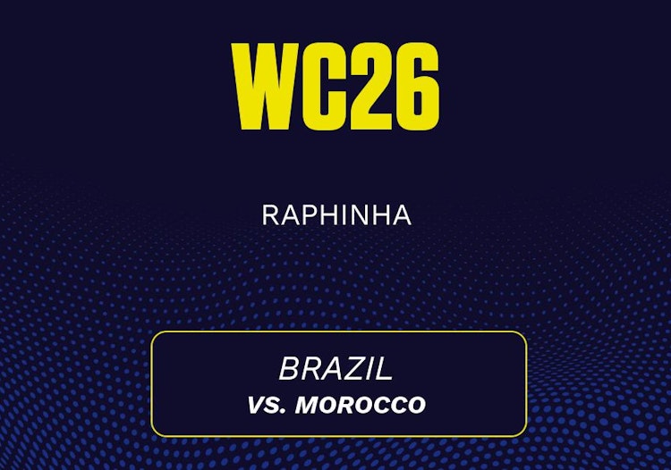 Raphinha projected stats for Saturday, June 13, 2026.