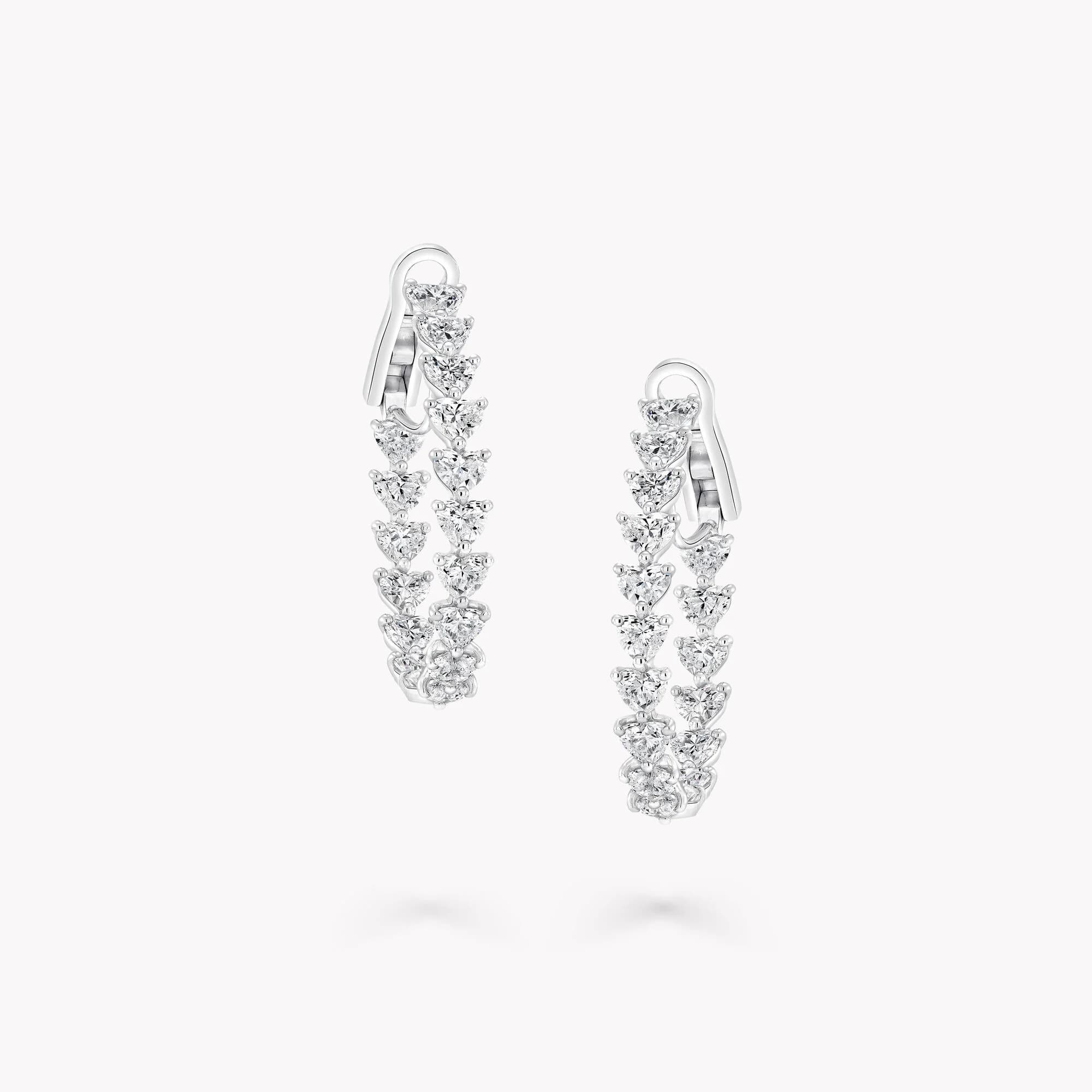 MEORA Heart Shape Diamond Hoop Earrings Pair DE/VS1 18K