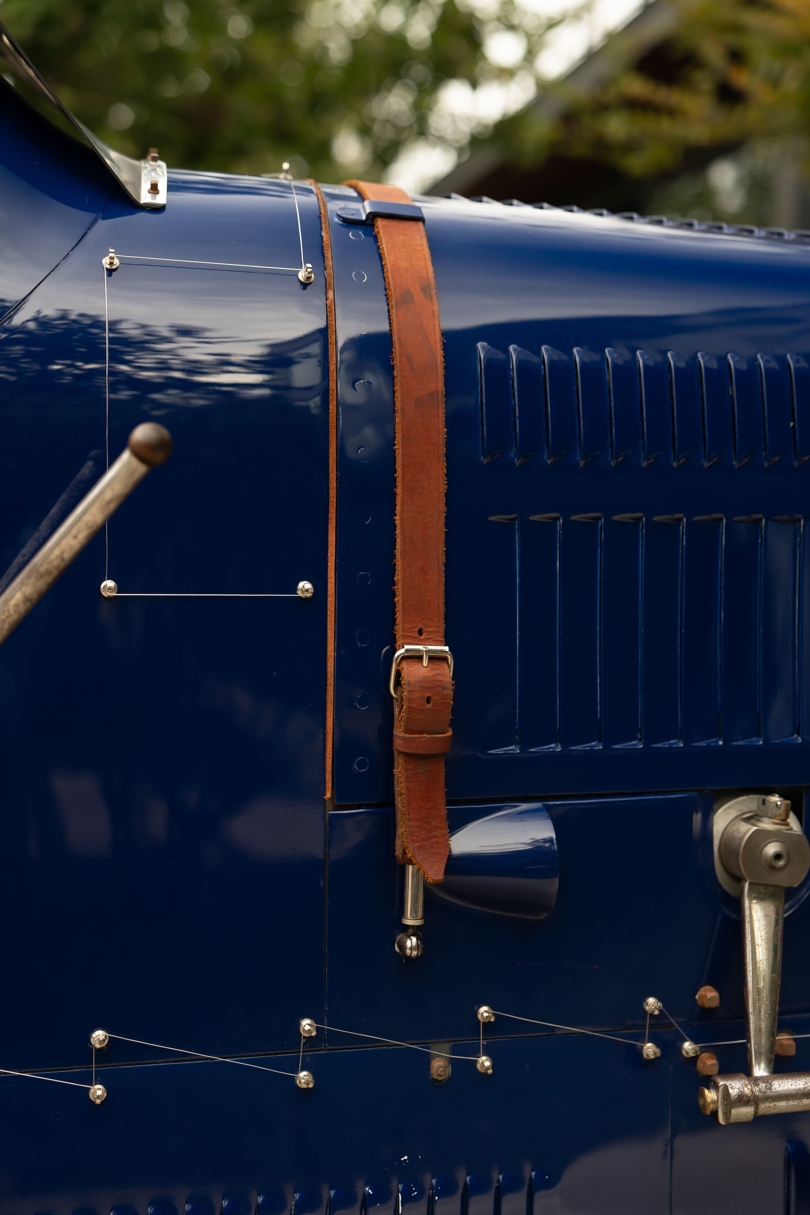 Pur Sang Bugatti Type 35 in Blue over Brown shot in Austin, TX.