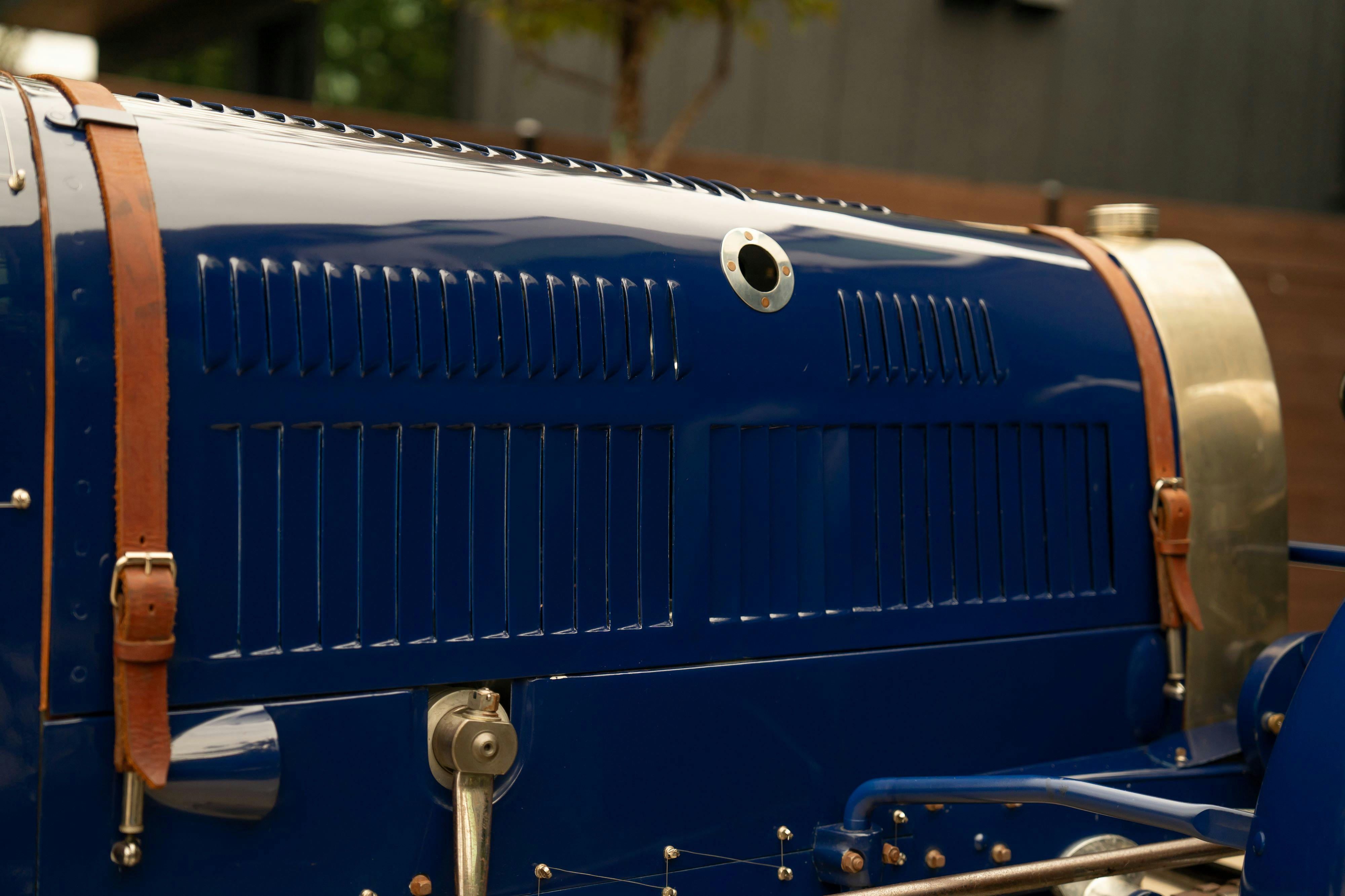 Pur Sang Bugatti Type 35 in Blue over Brown shot in Austin, TX.