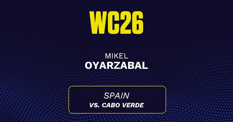Mikel Oyarzabal projected stats for Monday, June 15, 2026.