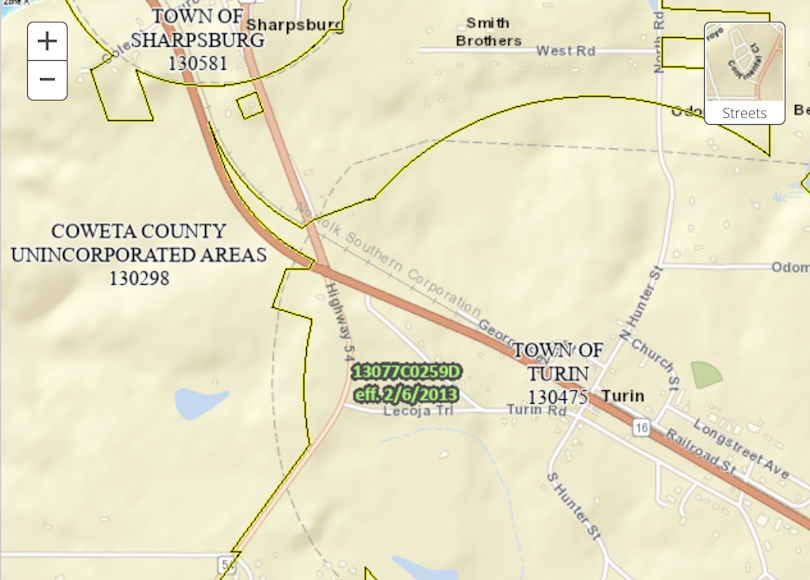 FEMA flood map indicating a no-flood area