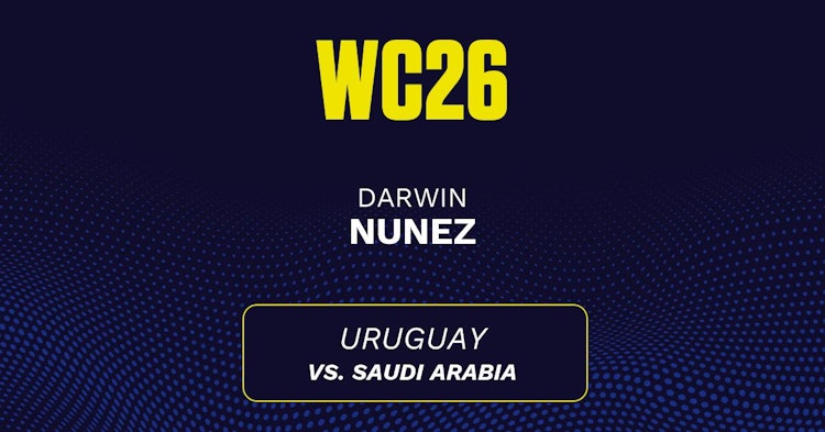 Darwin Nunez projected stats for Monday, June 15, 2026.