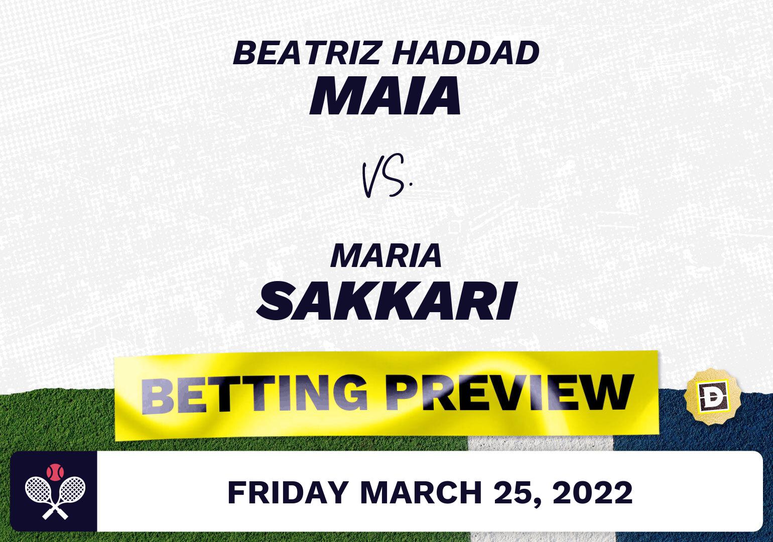 Beatriz Haddad Maia vs. Maria Sakkari Predictions - Mar 25, 2022