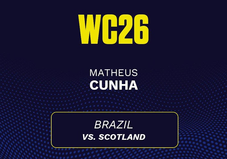 Matheus Cunha projected stats for Thursday, June 25, 2026.