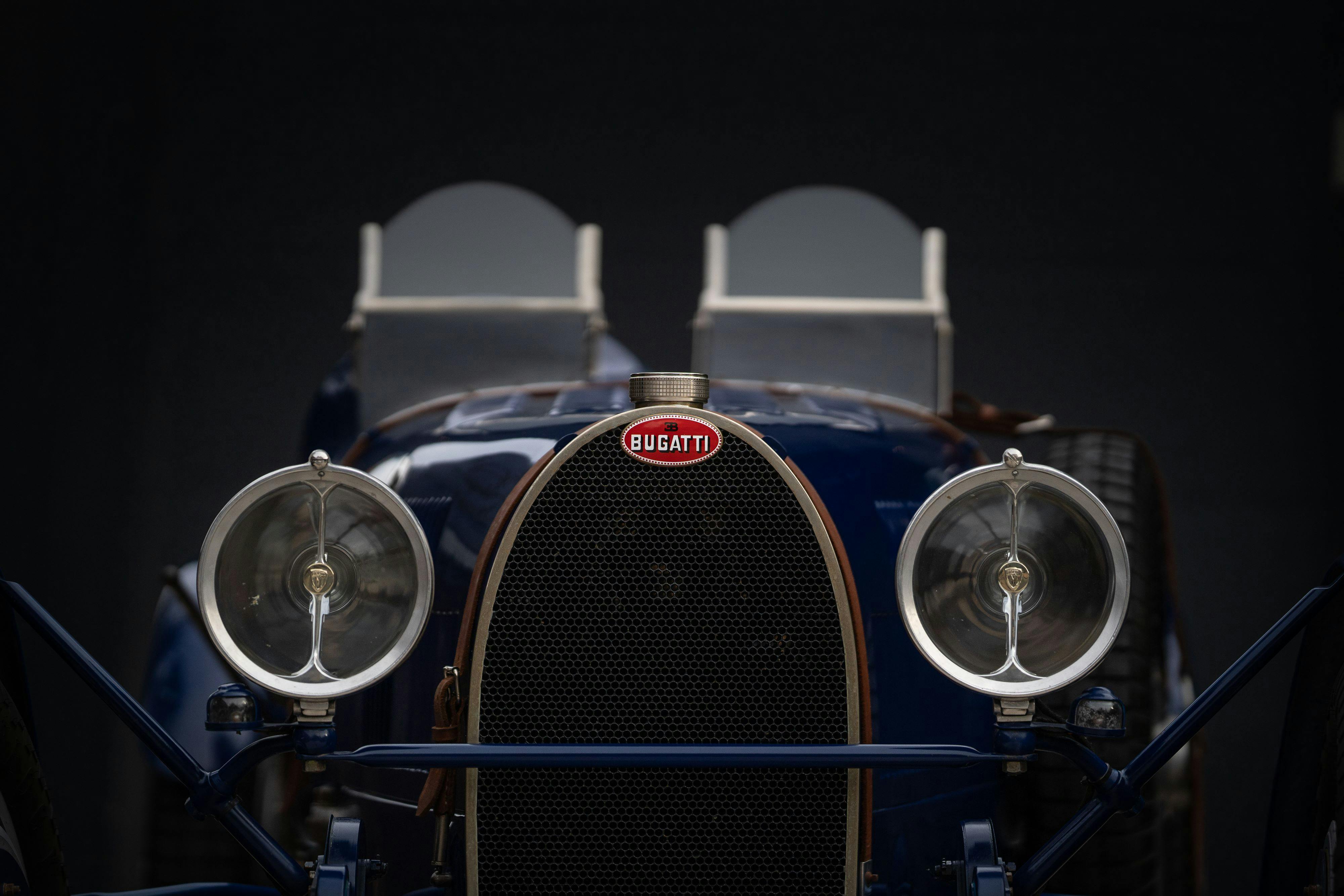 Pur Sang Bugatti Type 35 in Blue over Brown shot in Austin, TX.
