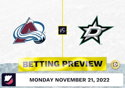 Avalanche vs. Stars Prediction and Odds - Nov 21, 2022