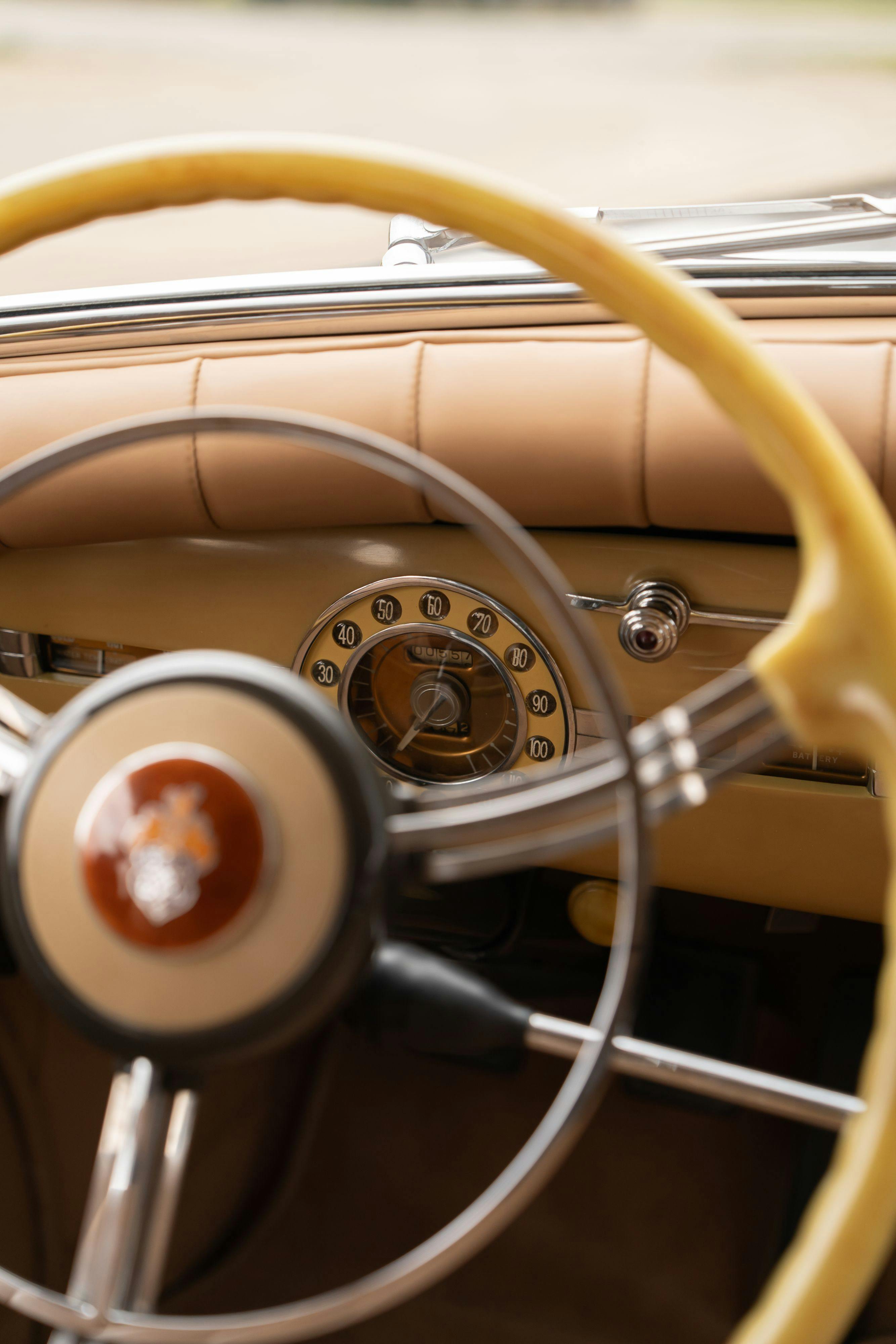 Interior shot of a 1940 Packard Super Eight One-Eighty Convertible Sedan by Darrin in Georgetown, TX.