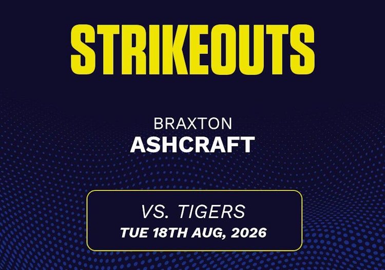 Braxton Ashcraft projected stats for Tuesday, August 18, 2026.