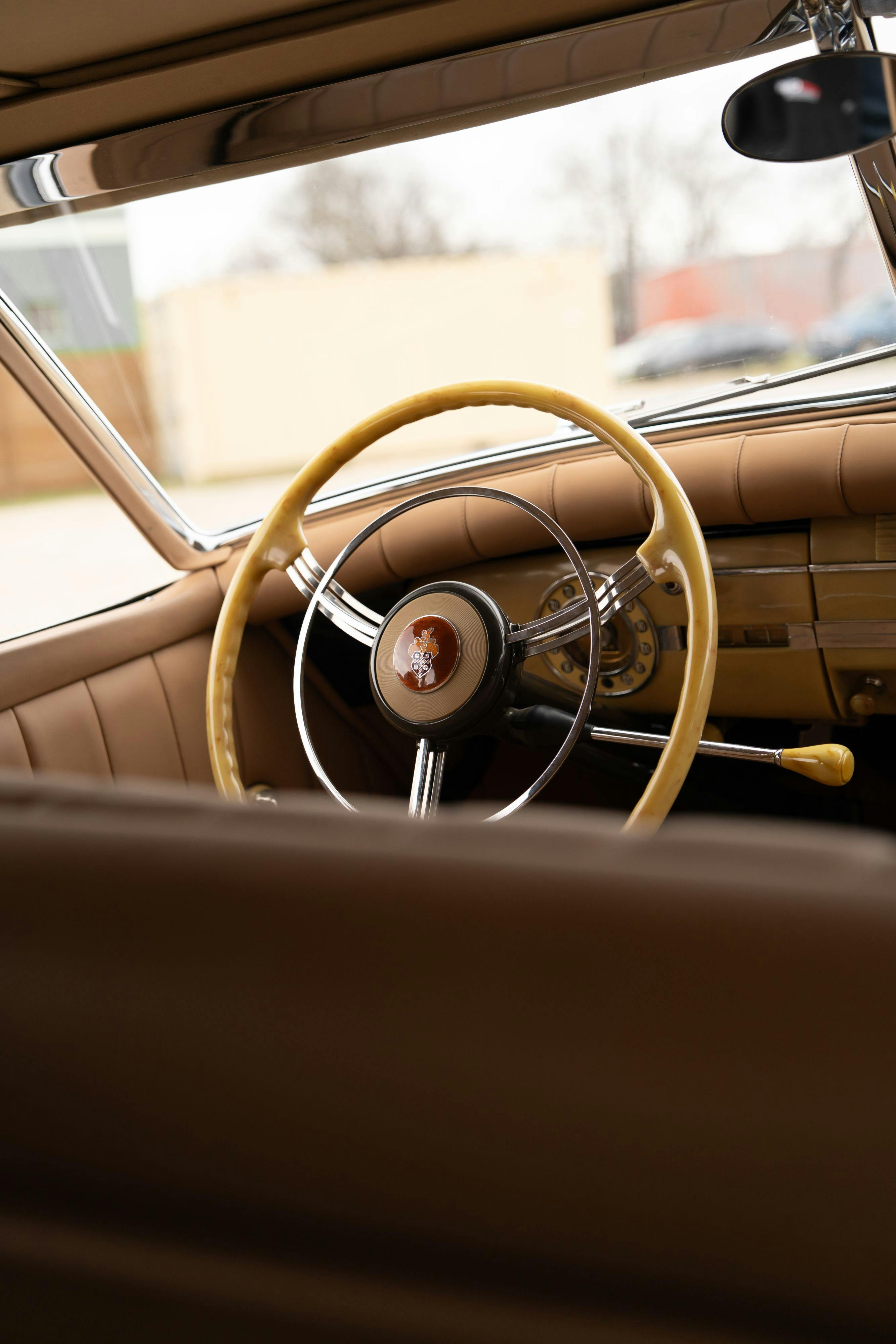 Interior shot of a 1940 Packard Super Eight One-Eighty Convertible Sedan by Darrin in Georgetown, TX.