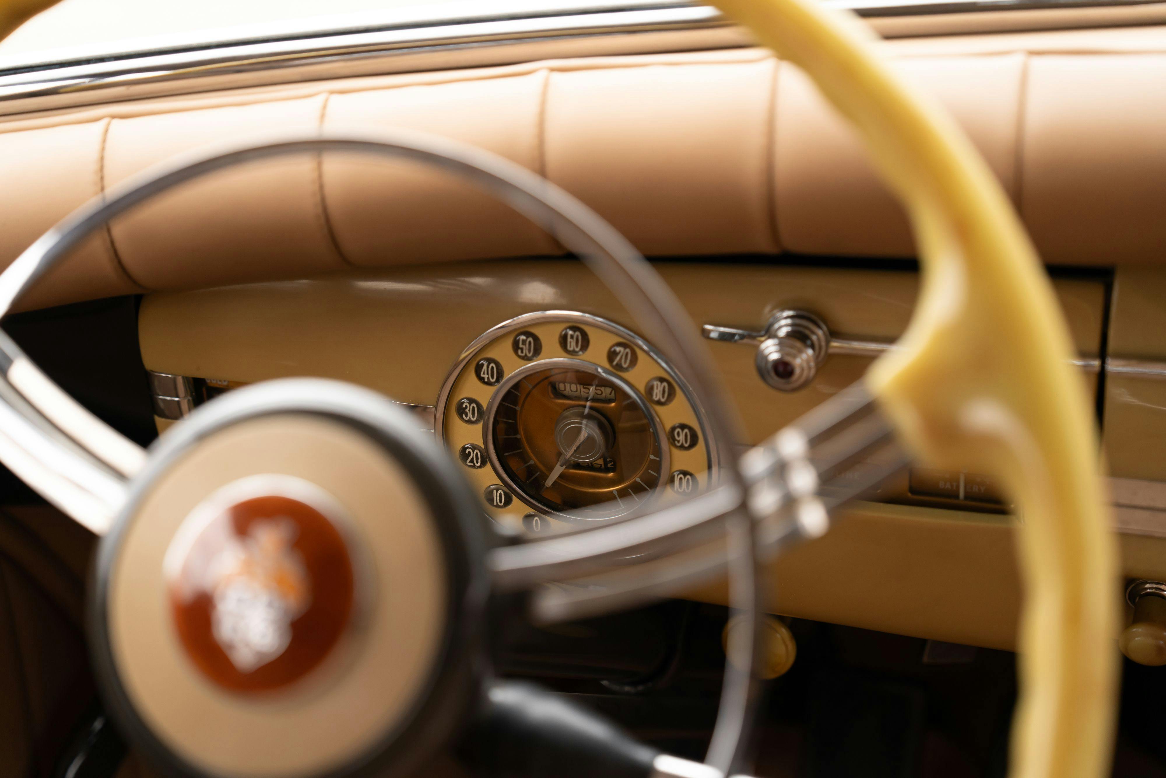 Interior shot of a 1940 Packard Super Eight One-Eighty Convertible Sedan by Darrin in Georgetown, TX.