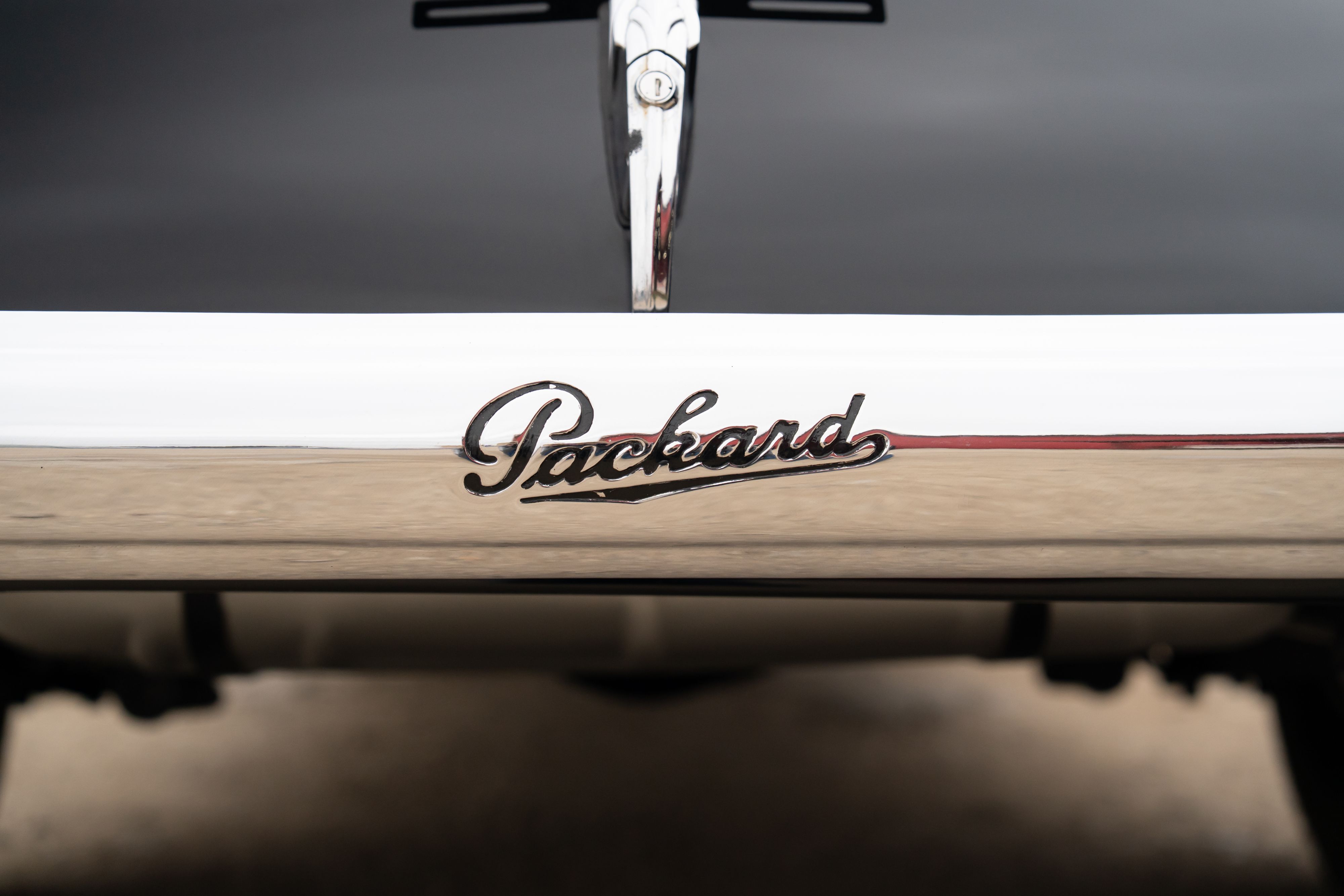 Rear bumper on a 1940 Packard Super Eight One-Eighty Convertible Sedan by Darrin in Georgetown, TX.