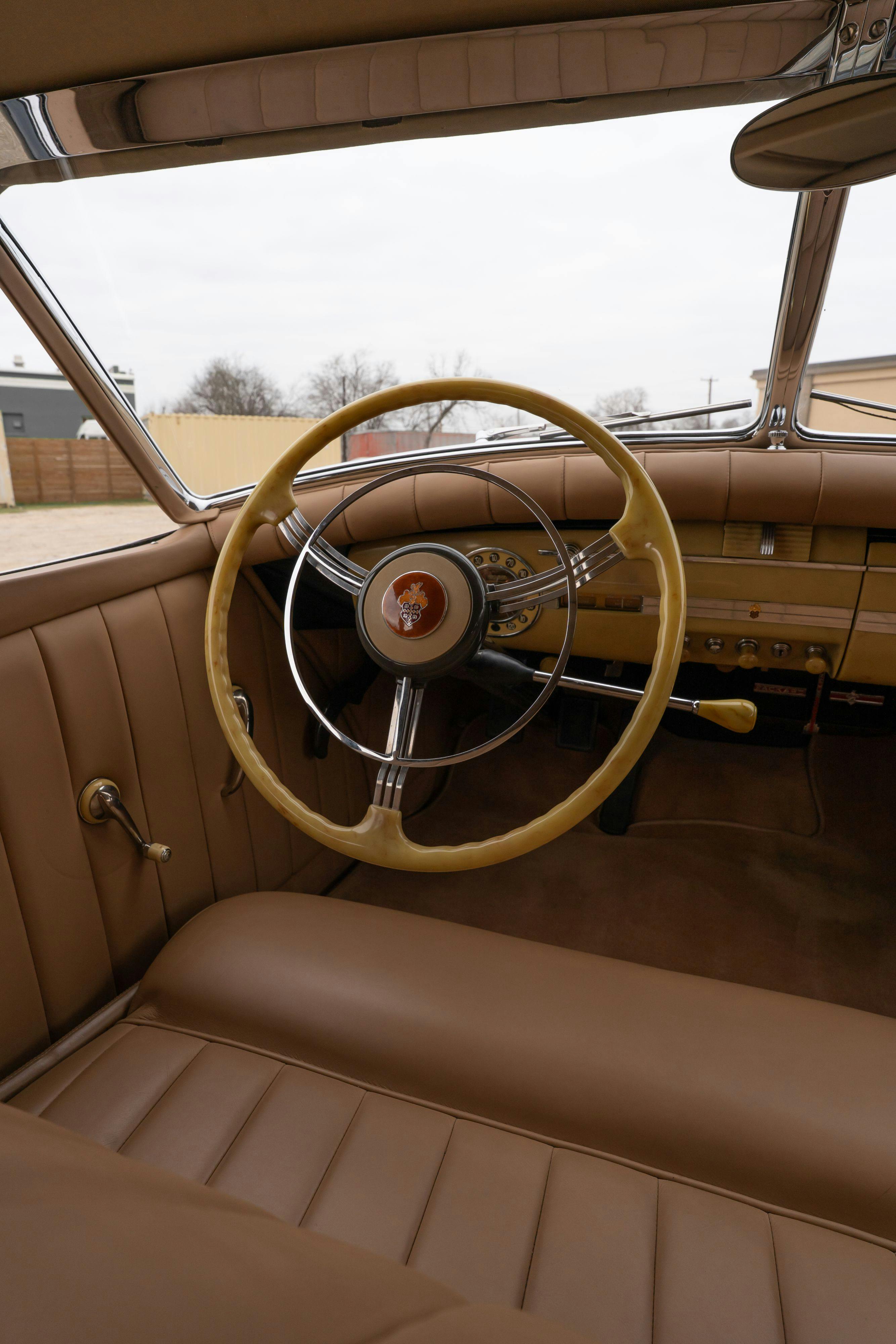 Interior shot of a 1940 Packard Super Eight One-Eighty Convertible Sedan by Darrin in Georgetown, TX.