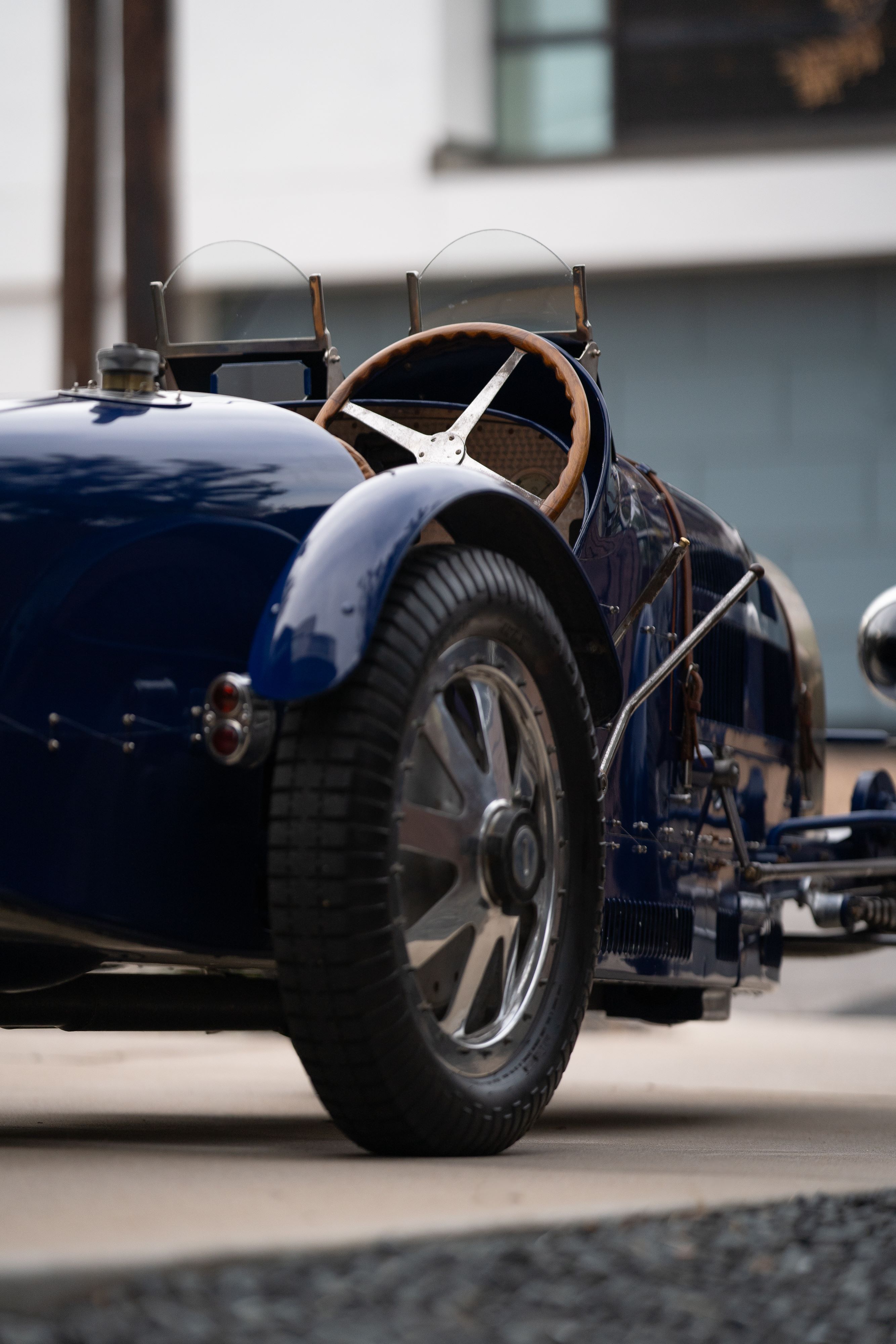 Pur Sang Bugatti Type 35 in Blue over Brown shot in Austin, TX.