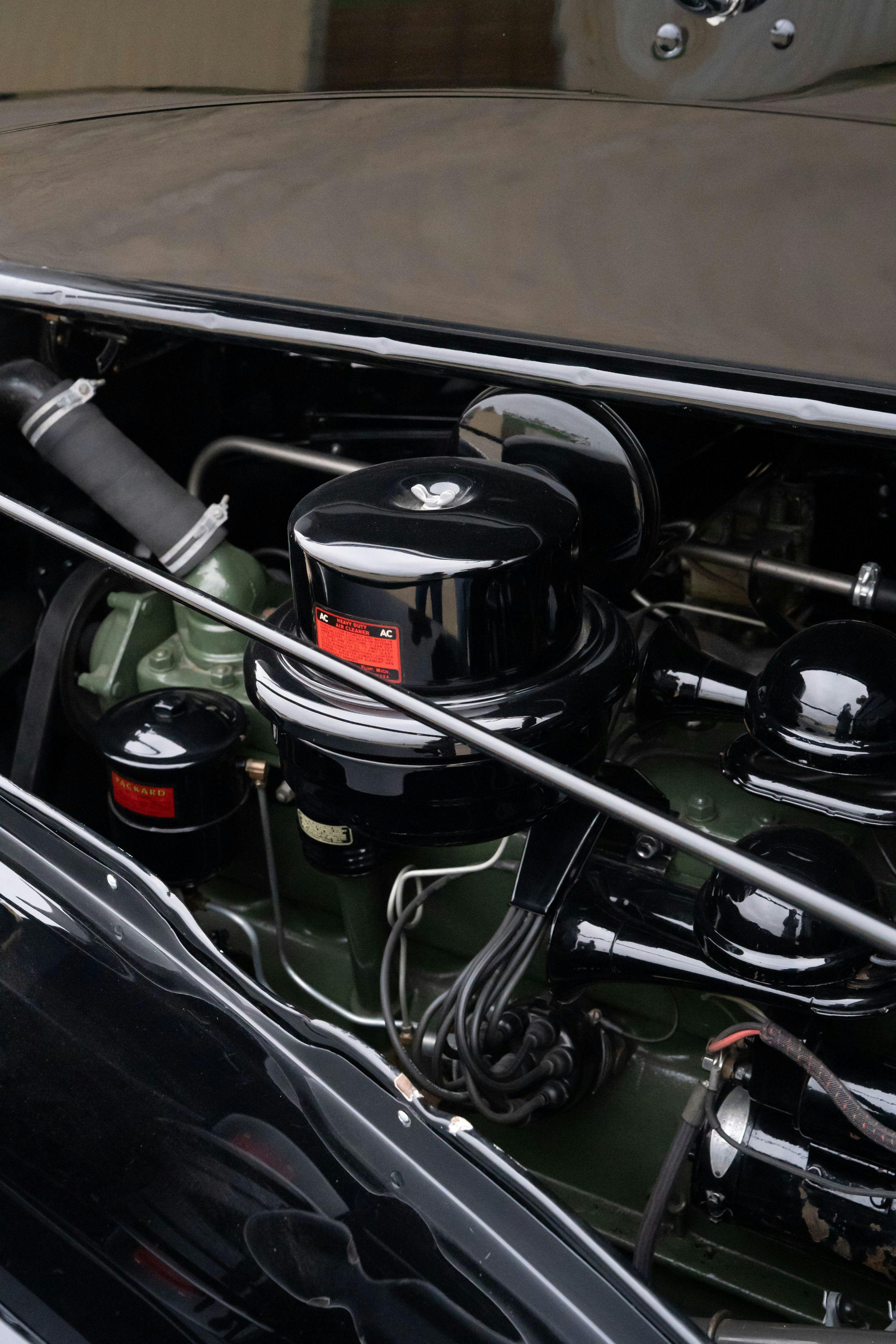 Engine of a 1940 Packard Super Eight One-Eighty Convertible Sedan by Darrin in Georgetown, TX.