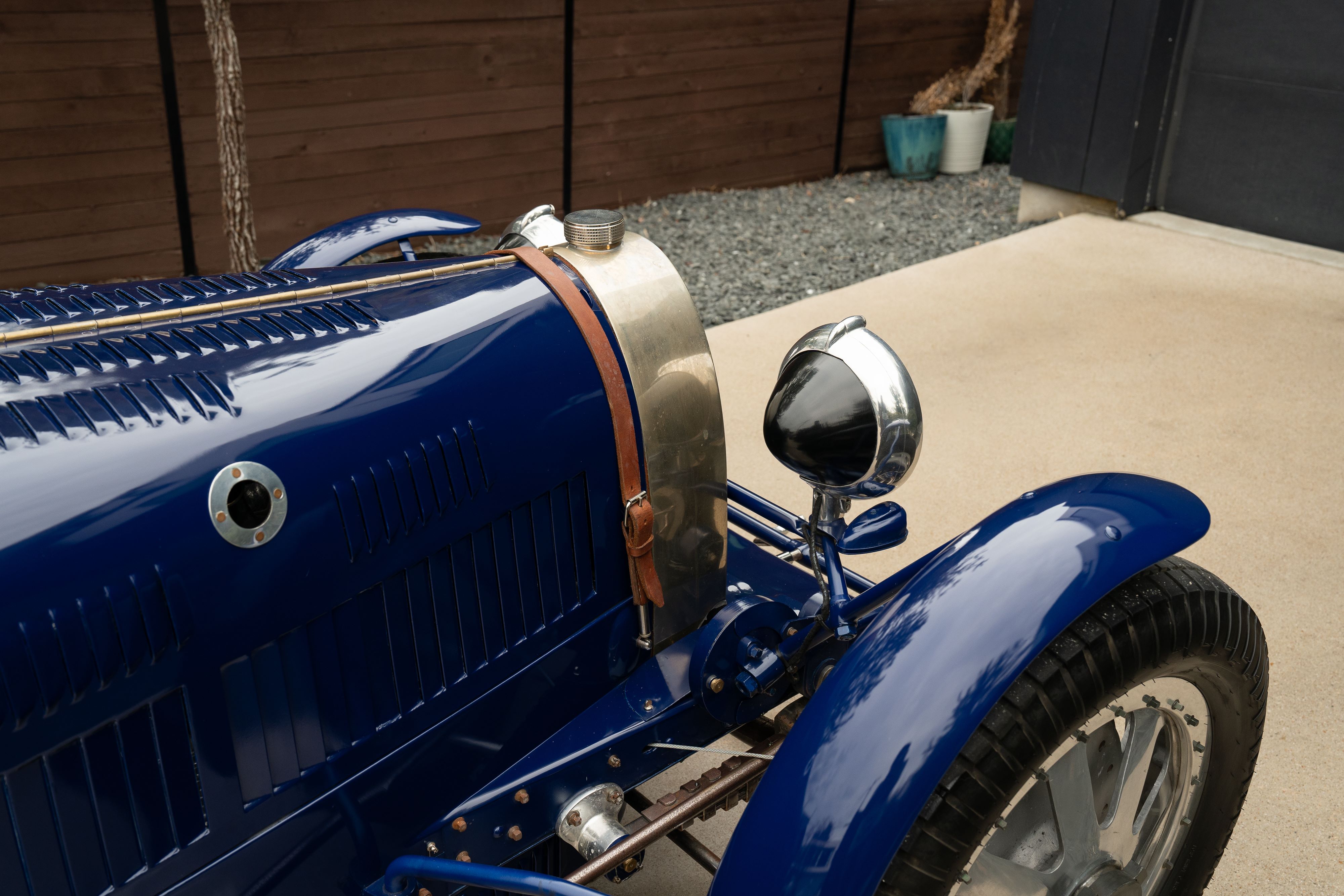 Pur Sang Bugatti Type 35 in Blue over Brown shot in Austin, TX.