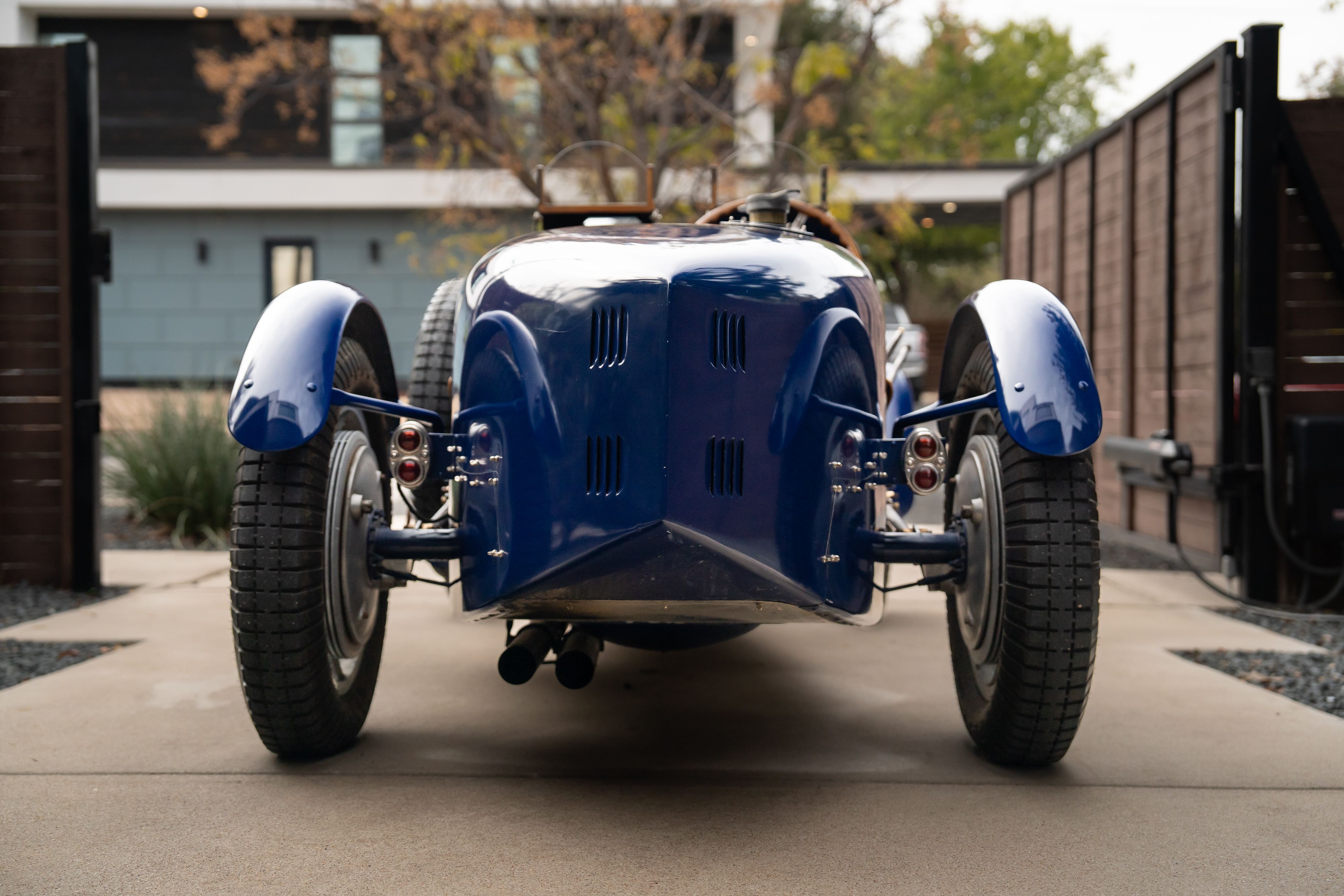 Pur Sang Bugatti Type 35 in Blue over Brown shot in Austin, TX.