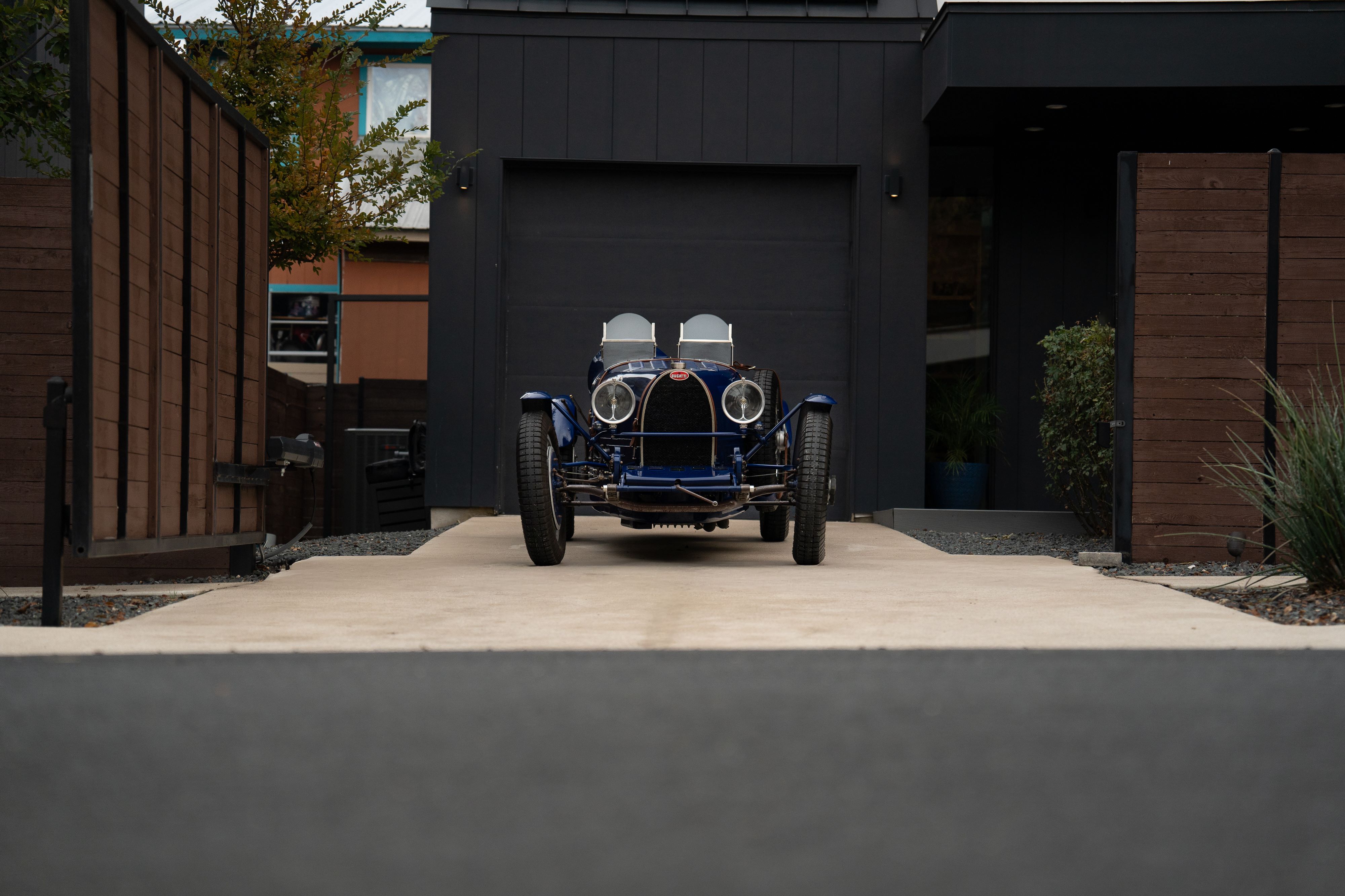 Pur Sang Bugatti Type 35 in Blue over Brown shot in Austin, TX.