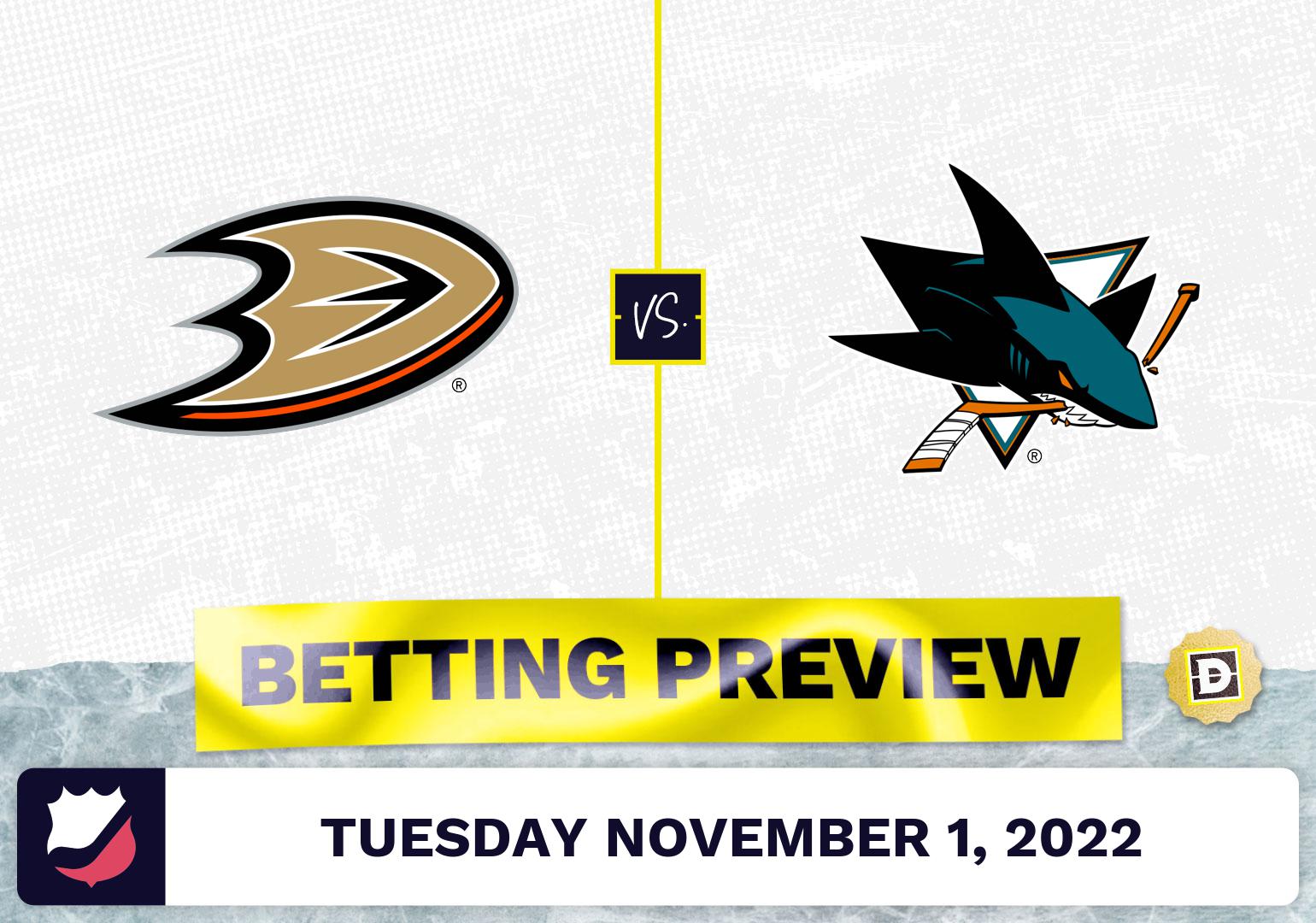 Ducks vs. Sharks Prediction and Odds - Nov 1, 2022