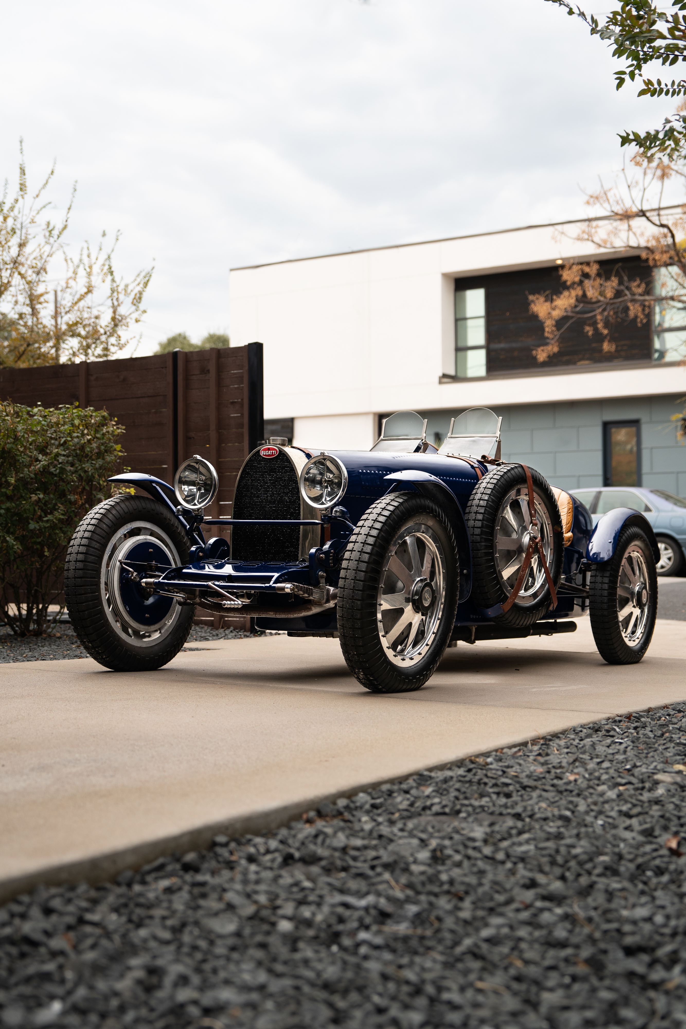 Pur Sang Bugatti Type 35 in Blue over Brown shot in Austin, TX.