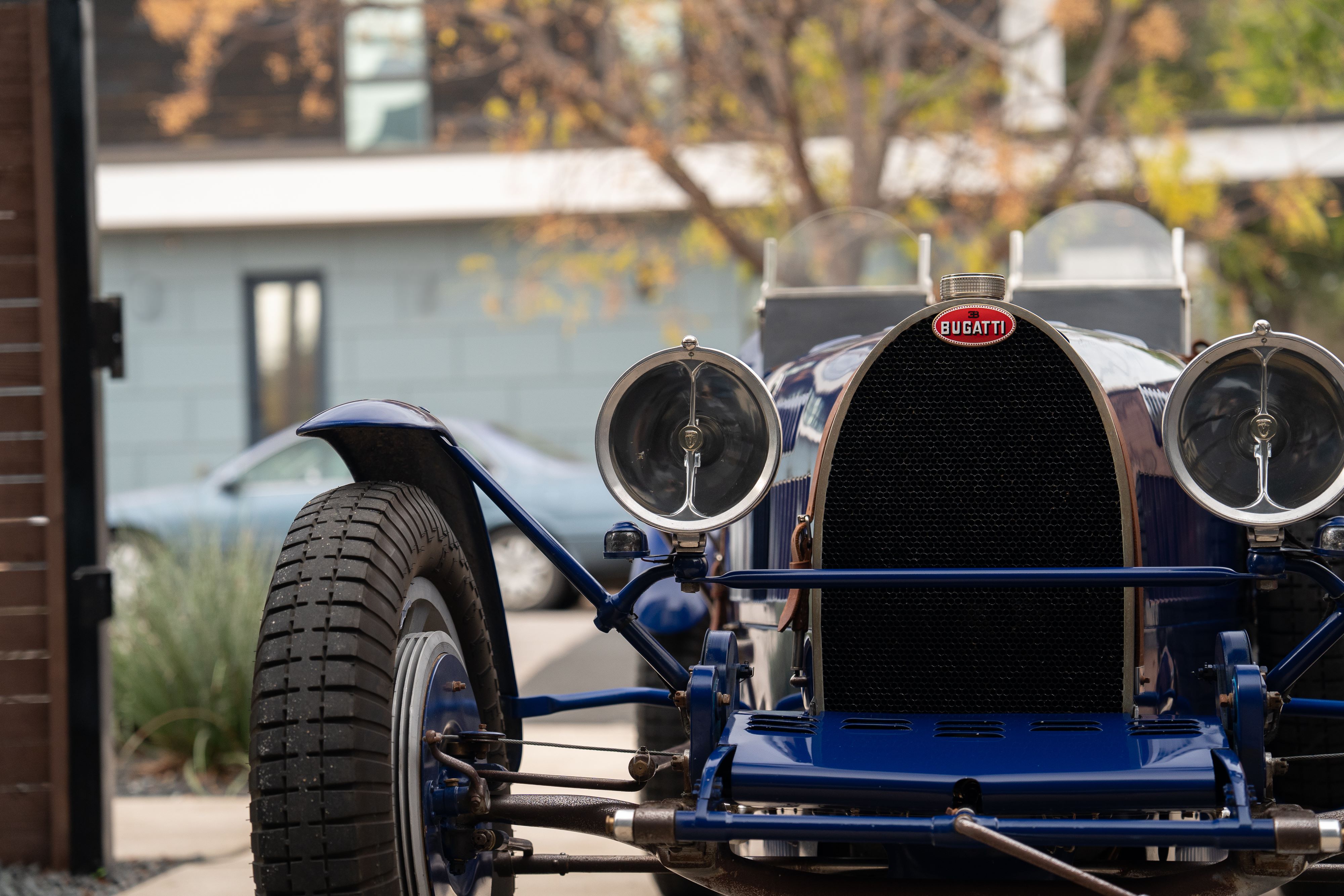 Pur Sang Bugatti Type 35 in Blue over Brown shot in Austin, TX.