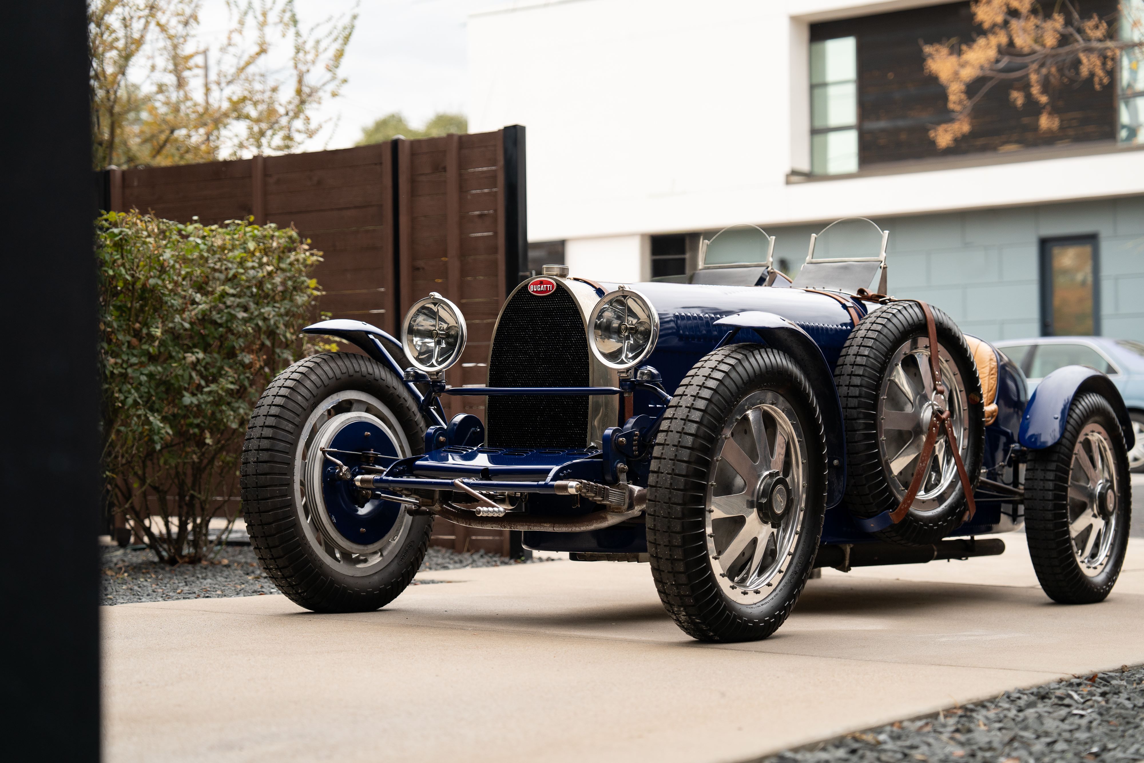 Pur Sang Bugatti Type 35 in Blue over Brown shot in Austin, TX.