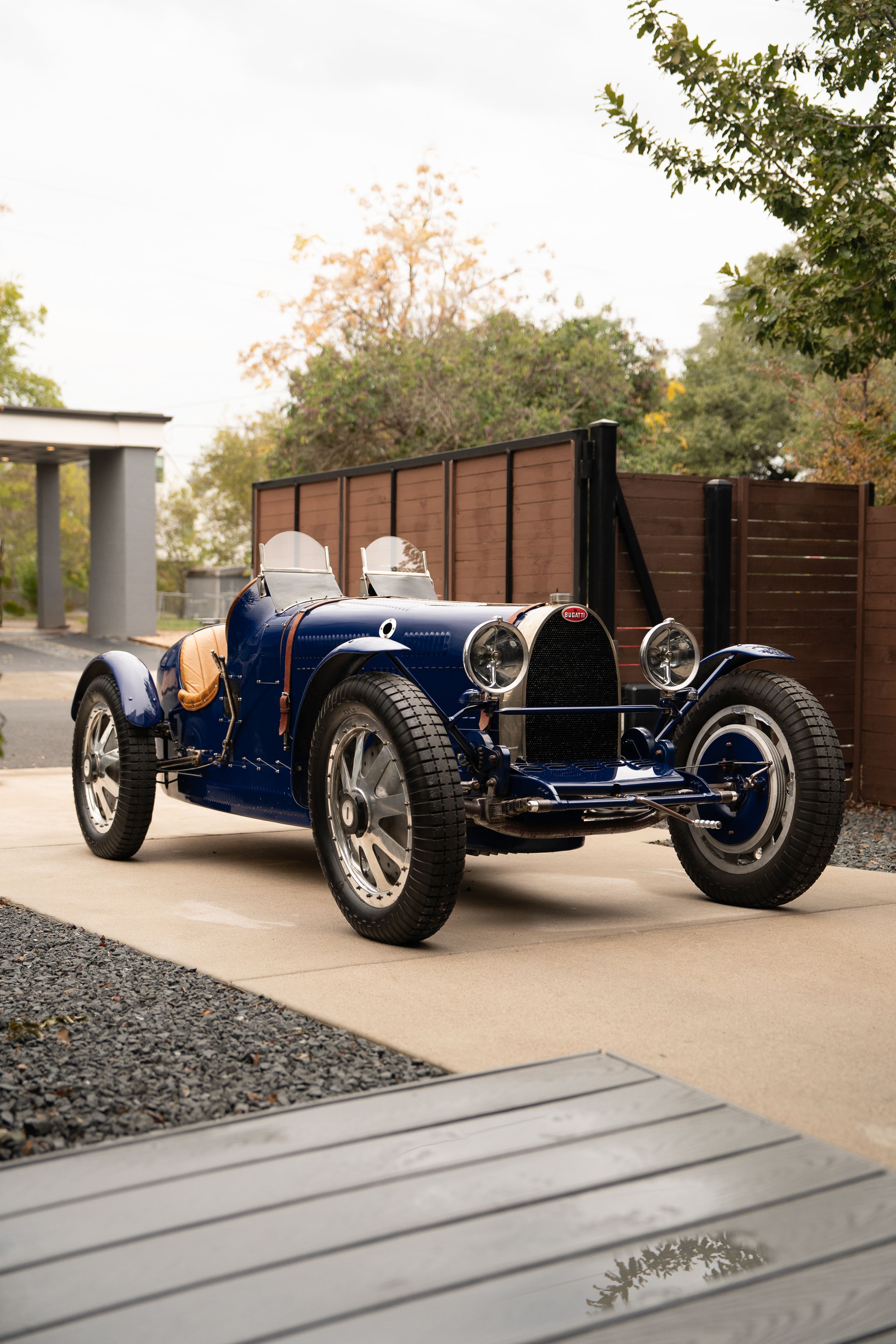 Pur Sang Bugatti Type 35 in Blue over Brown shot in Austin, TX.