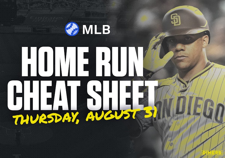 Home Run Cheat Sheet - HR Data, Stats, Matchups and More - Thursday, August 31