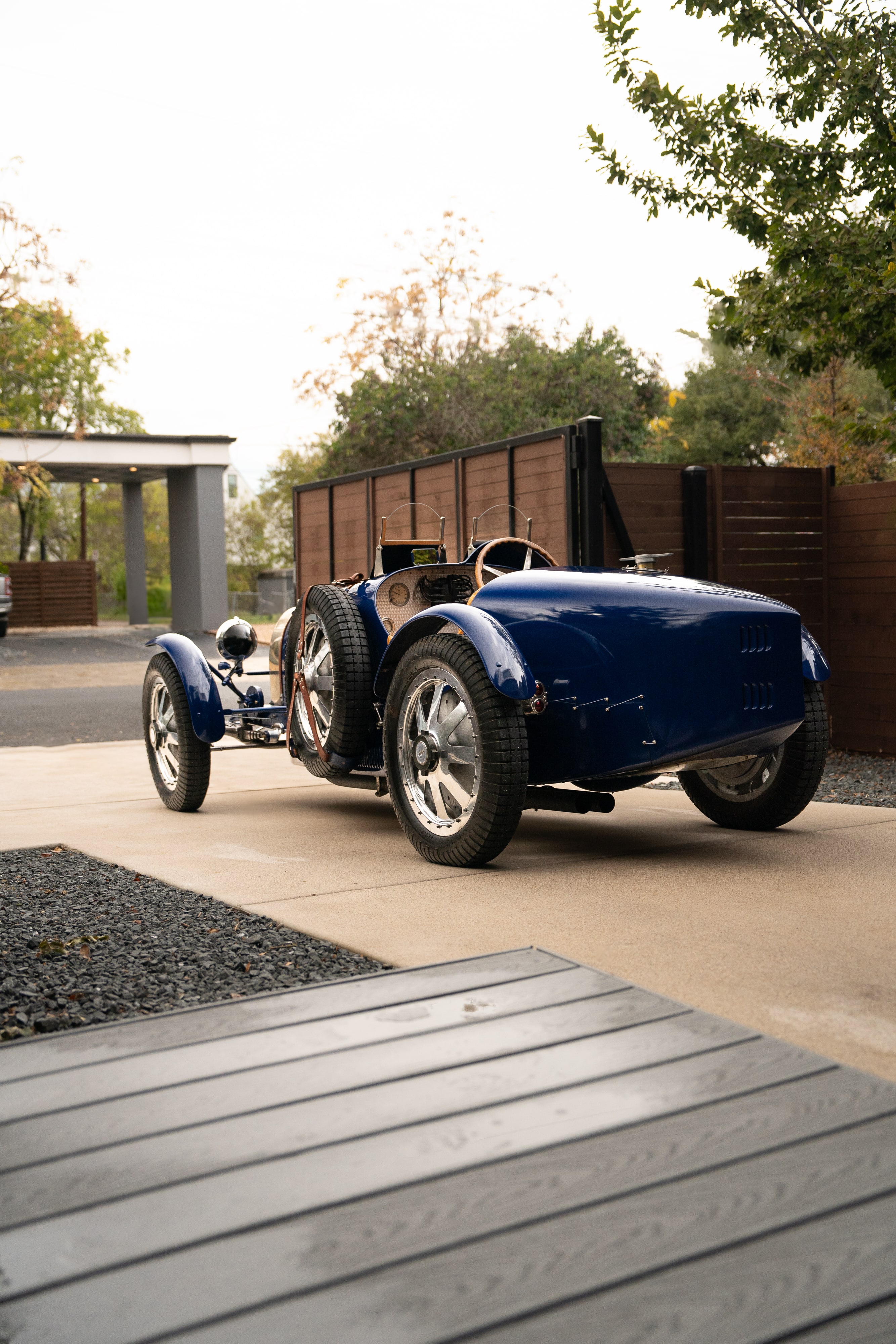 Pur Sang Bugatti Type 35 in Blue over Brown shot in Austin, TX.