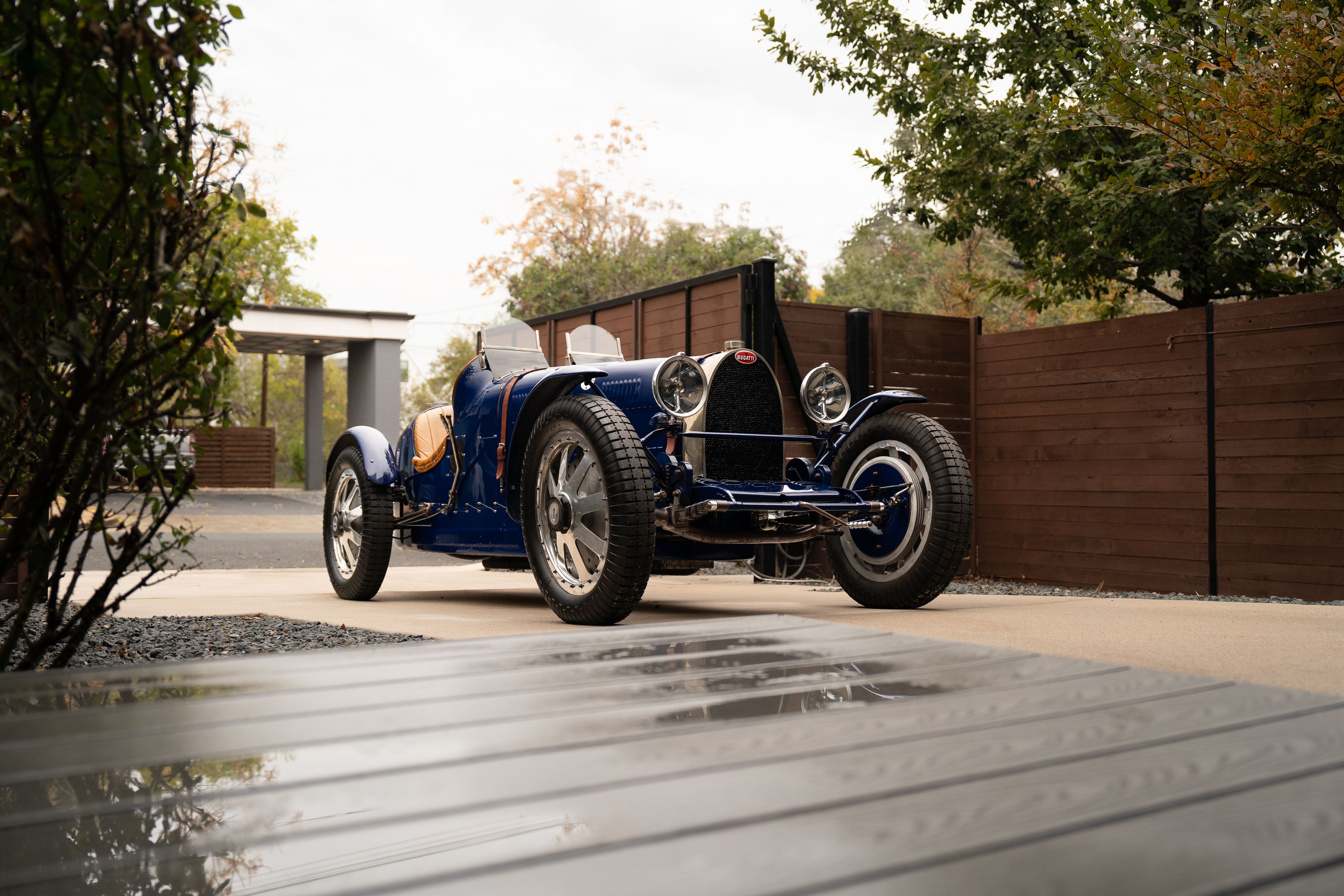 Pur Sang Bugatti Type 35 in Blue over Brown shot in Austin, TX.